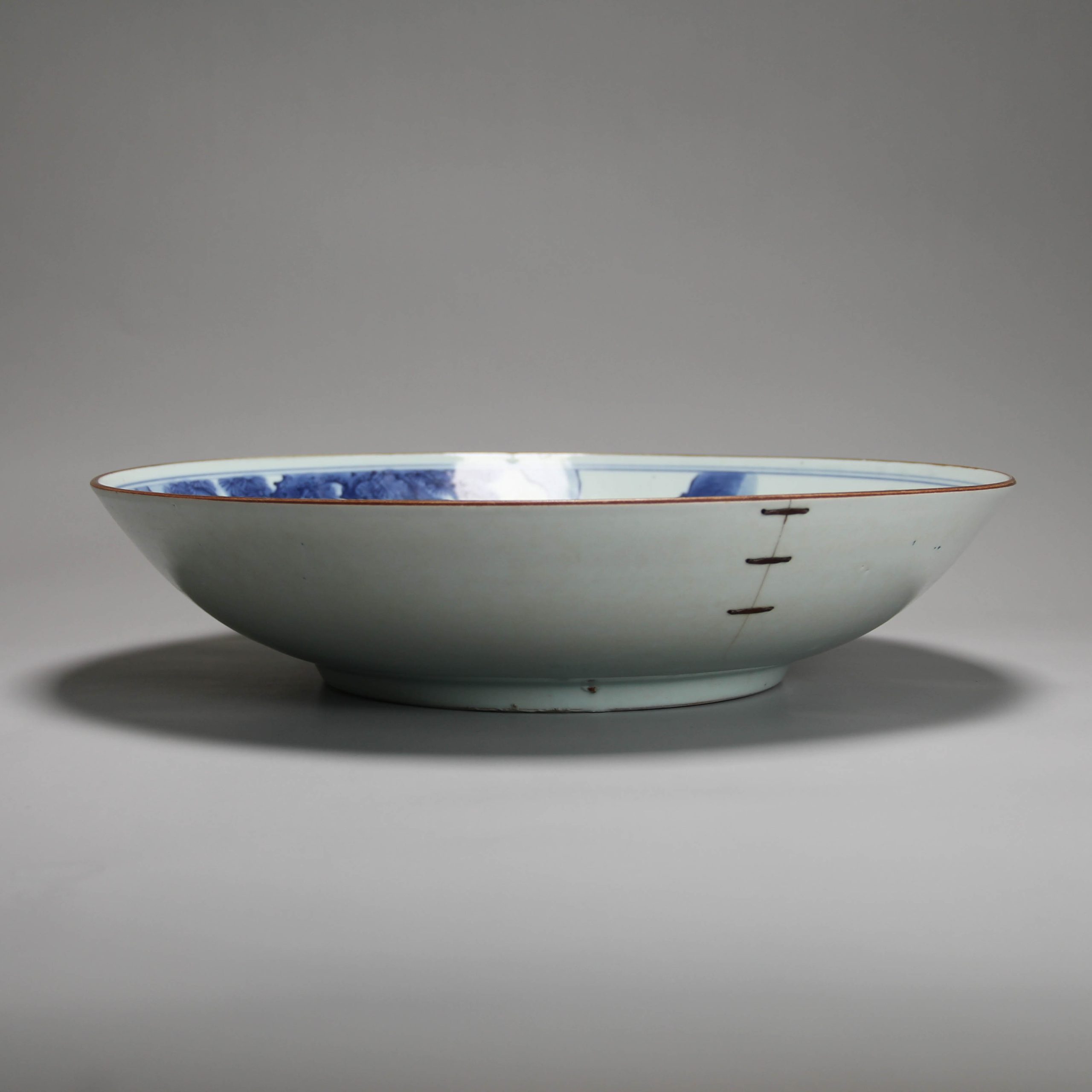 Large 17c Antique Chinese Porcelain Blue and White Dish Shunzhi Transitional Period - Image 7
