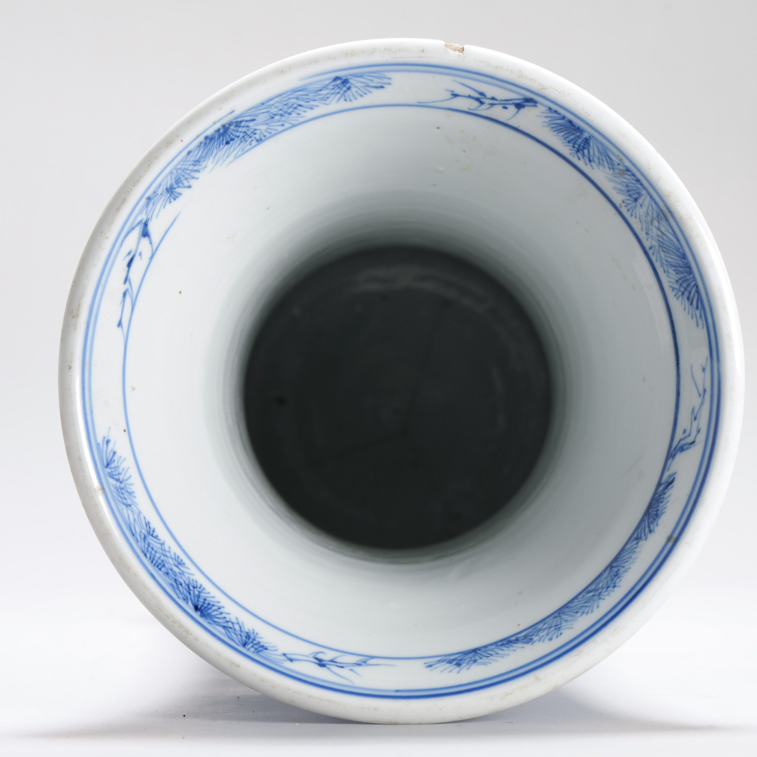 35.5CM Beaker Vase Chinese Porcelain Kangxi Period Blue and white Flowers Cobalt - Image 4