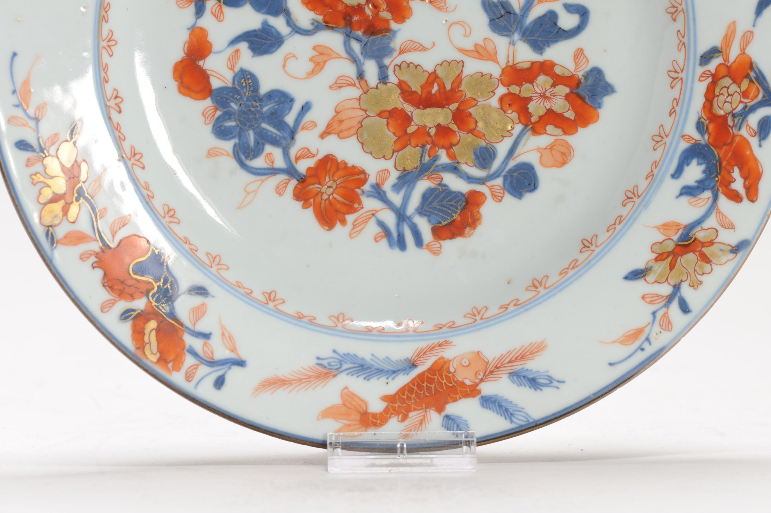 A Chinese Porcelain Kangxi period Imari Flower GoldFish Plate Dish Antique - Image 3