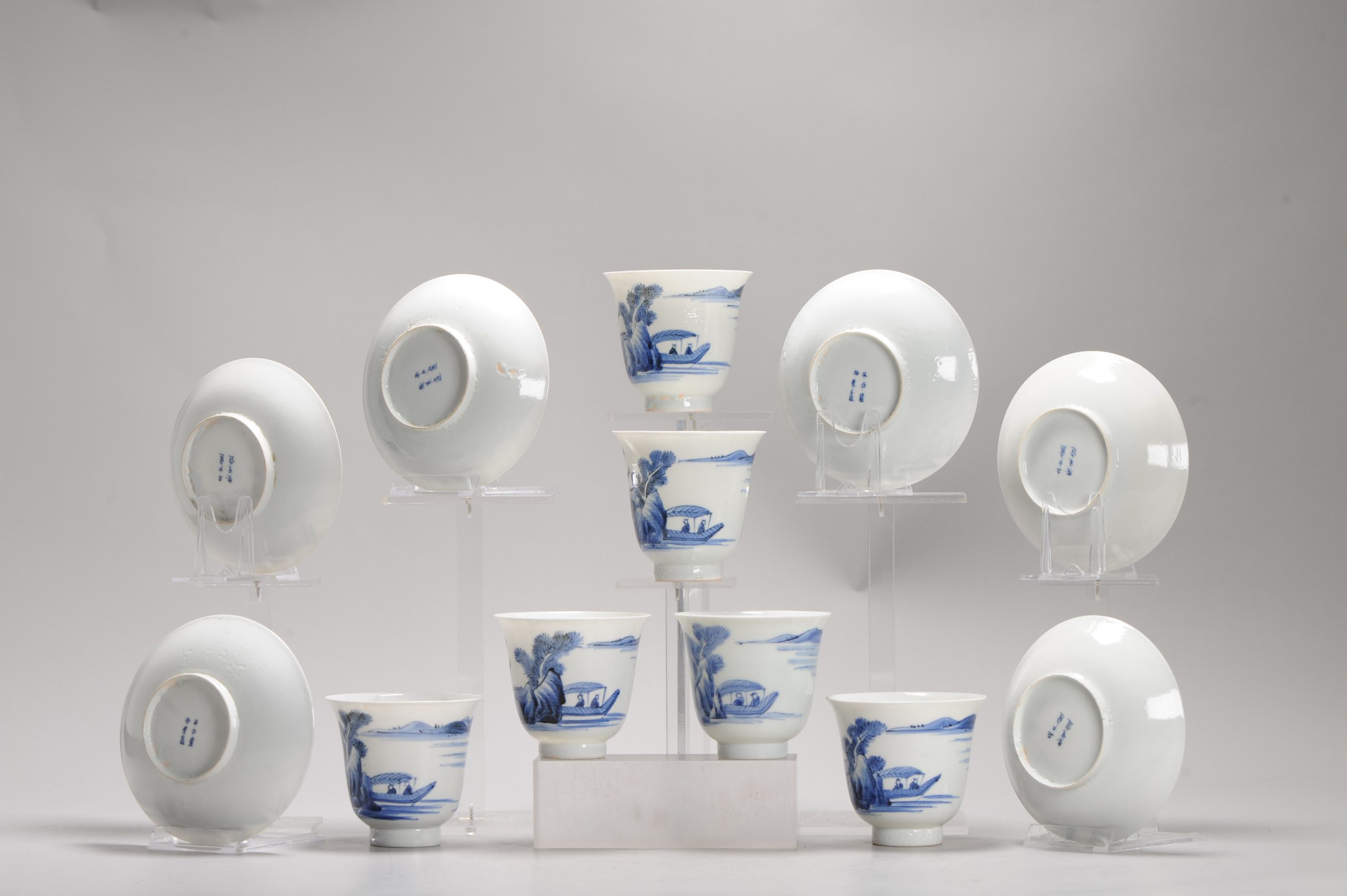 6# Antique Japanese Meiji Period Set Of Cups or Tea Bowls Porcelain Eggshell - Image 8