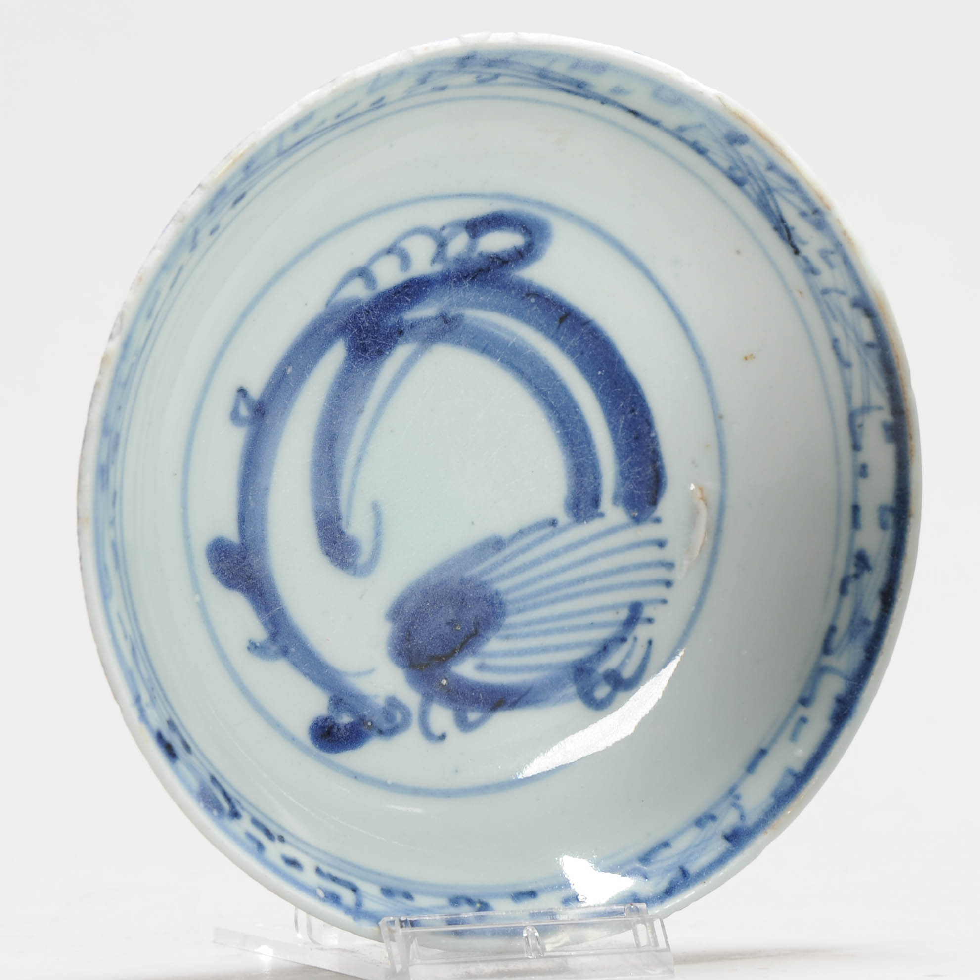 Lovely 16C Chinese Porcelain Ming Period Shallow Dish Dragon Chilong - Image 13