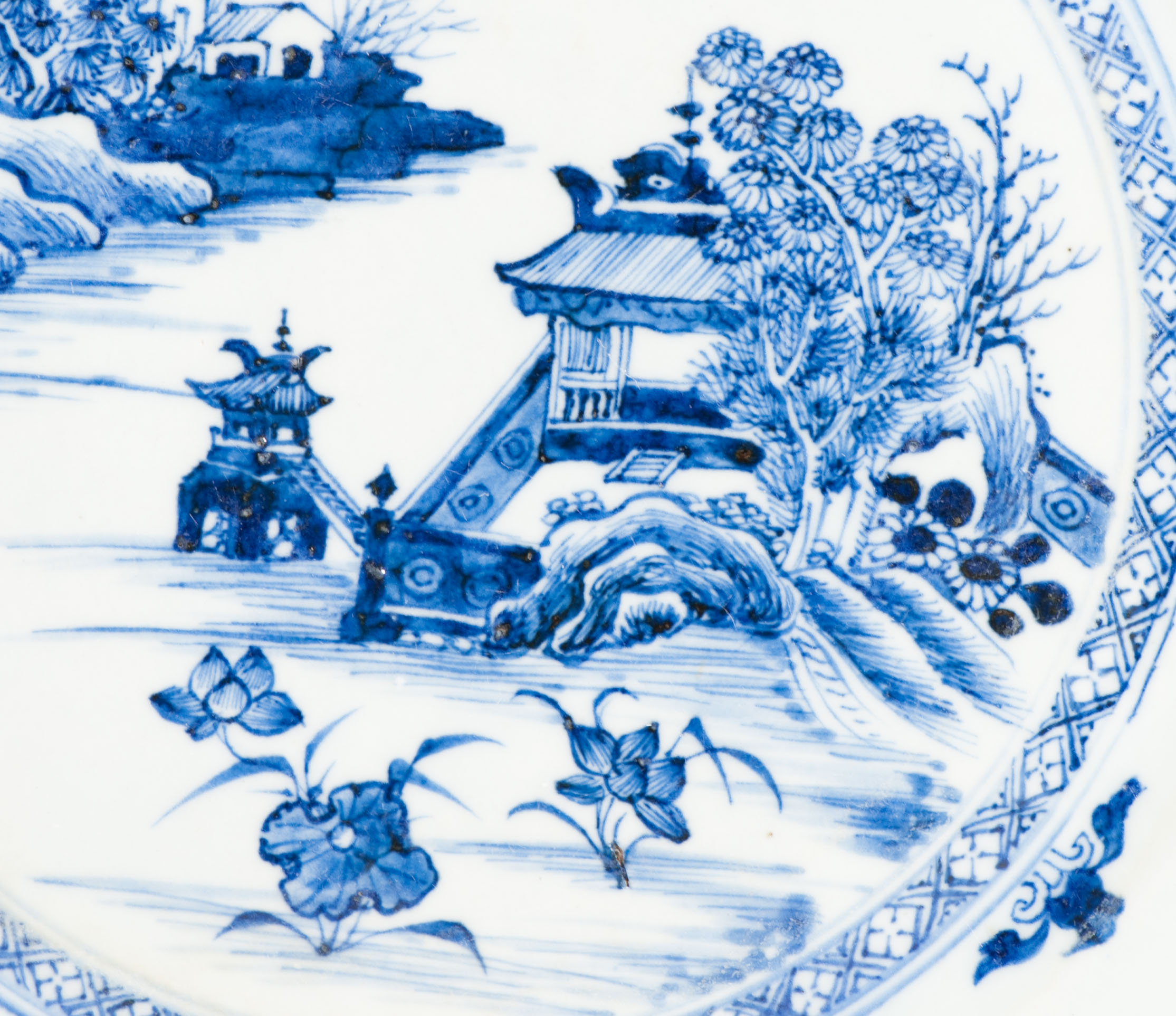 High Quality Antique Chinese Porcelain Dish 18C Landscape Bird Flower - Image 10