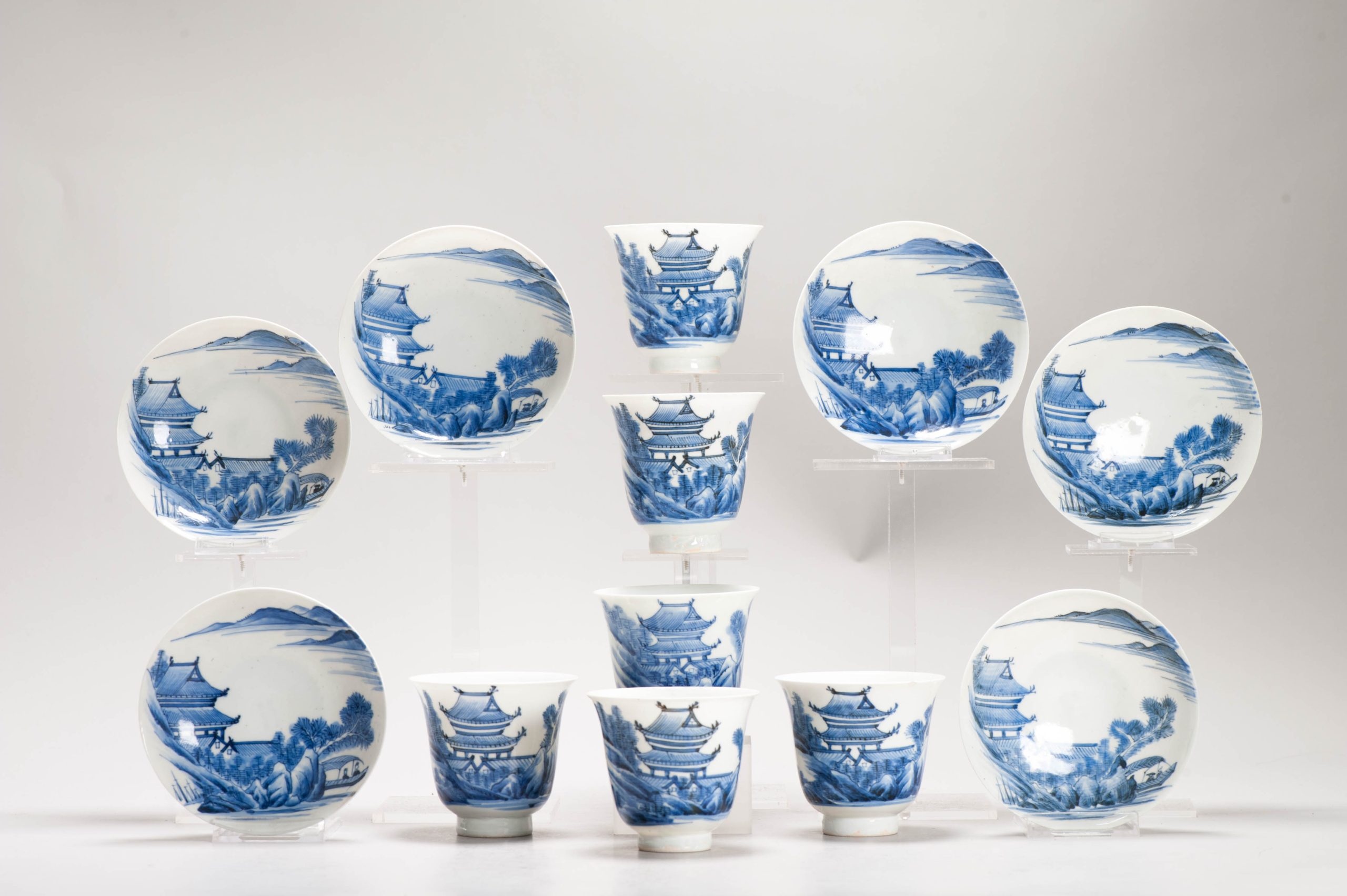 6# Antique Japanese Meiji Period Set Of Cups or Tea Bowls Porcelain Eggshell - Image 18