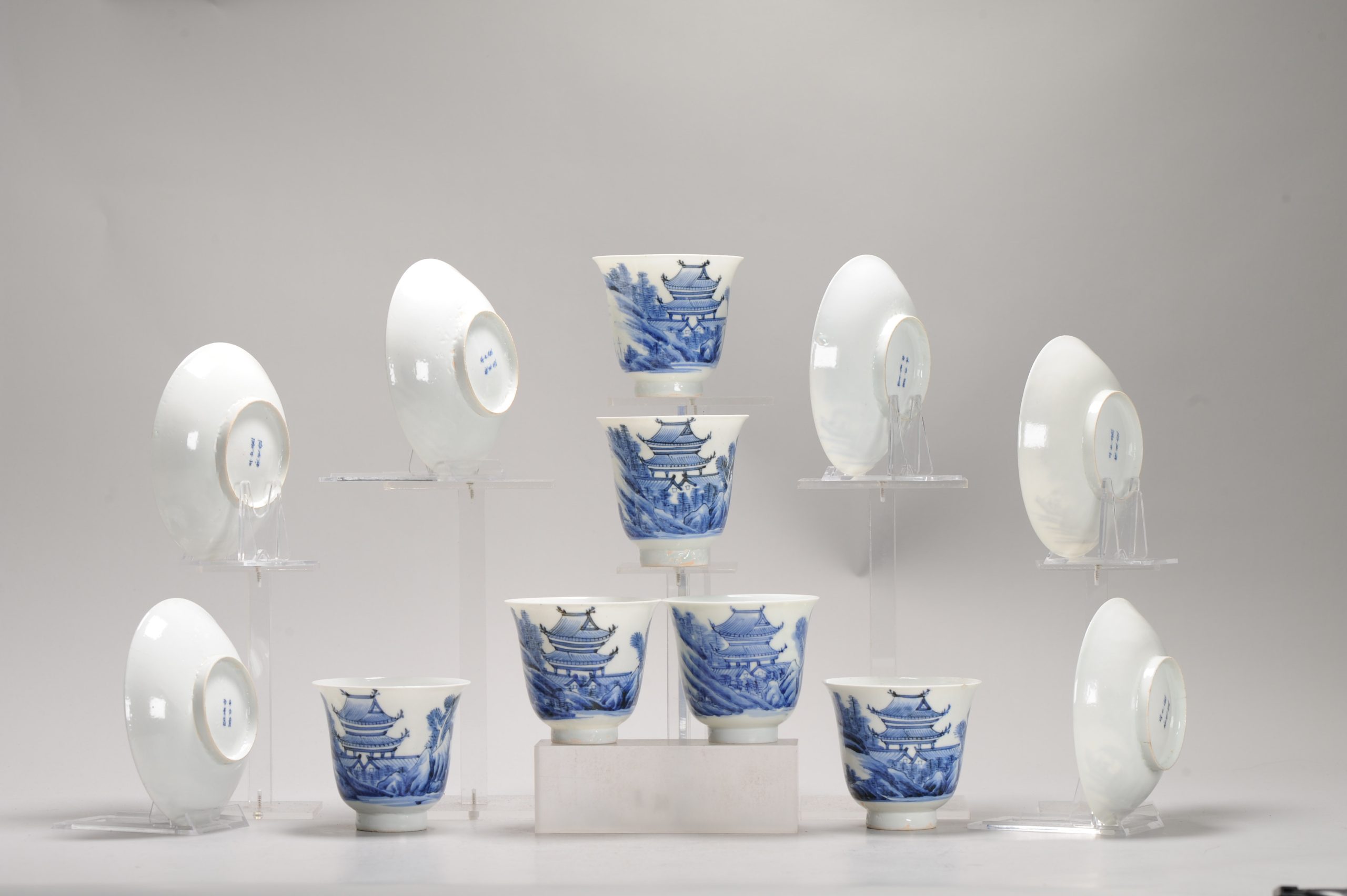 6# Antique Japanese Meiji Period Set Of Cups or Tea Bowls Porcelain Eggshell - Image 5