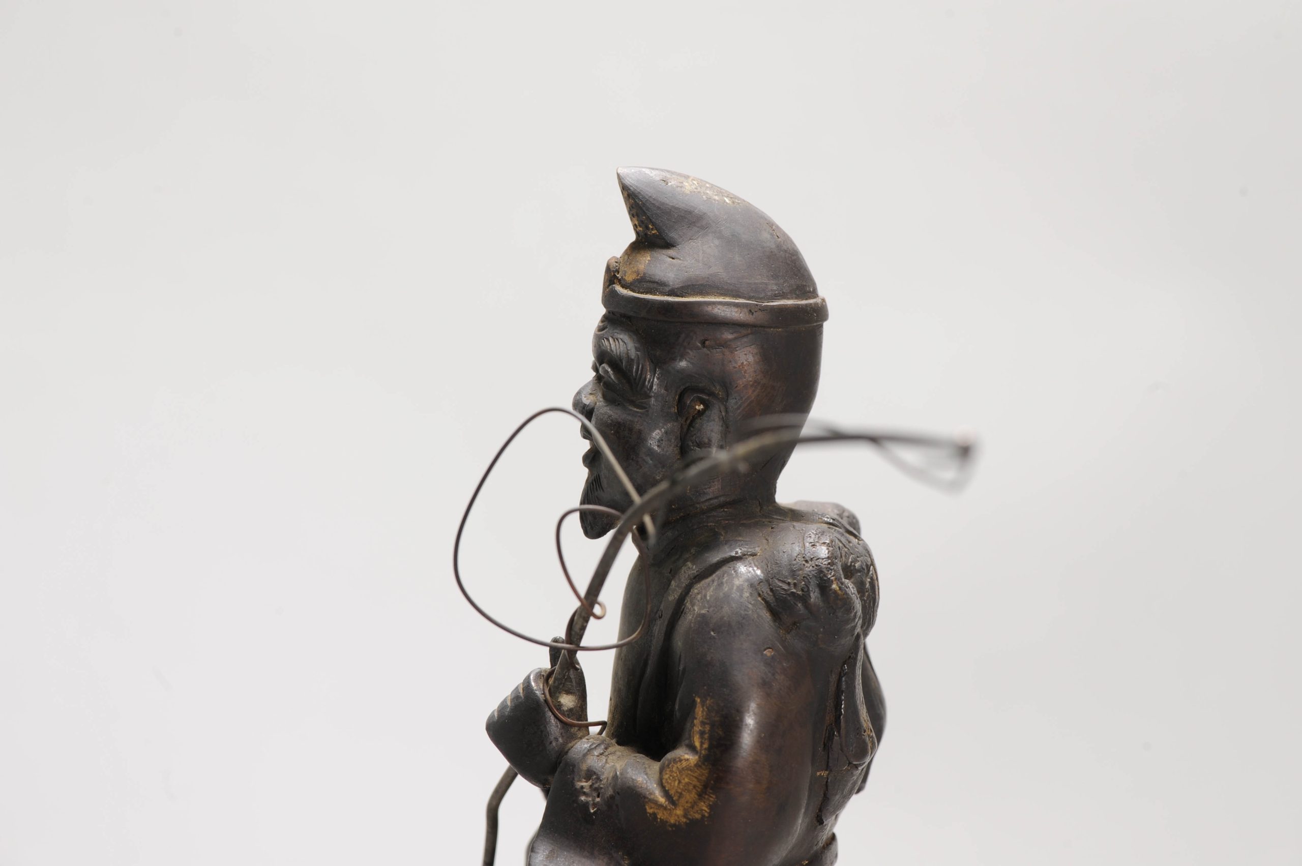 Antique Japanese Bronze / copper Statue Incense Burner Fisherman on a fish - 图片 23