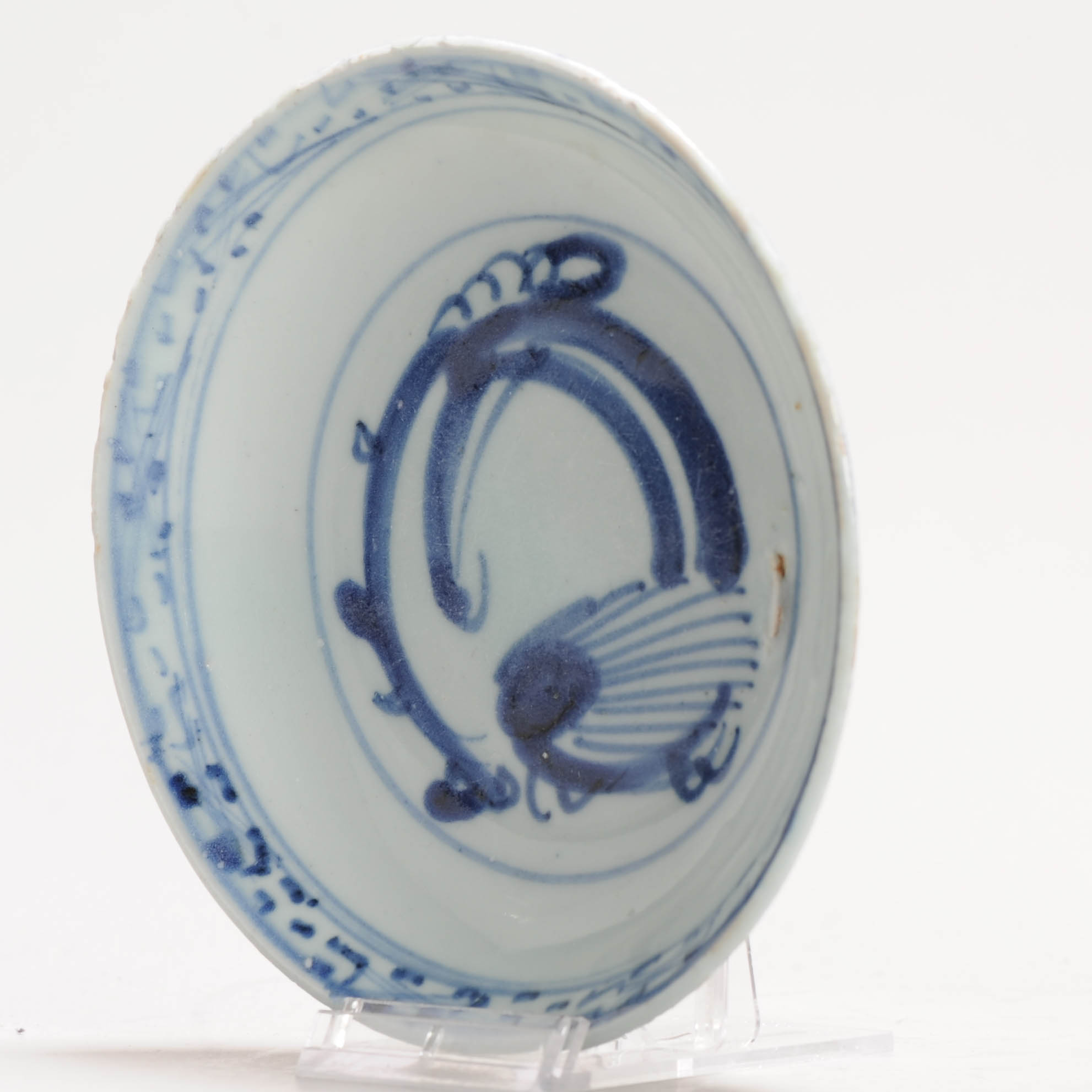 Lovely 16C Chinese Porcelain Ming Period Shallow Dish Dragon Chilong - Image 3