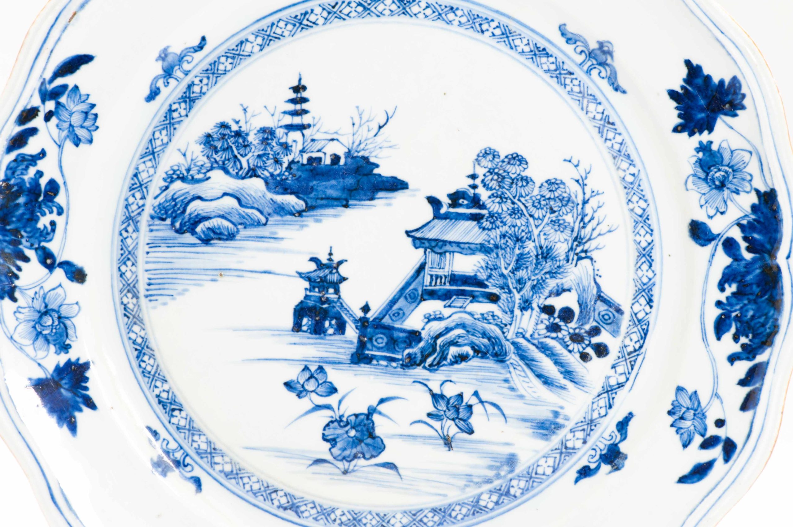 High Quality Antique Chinese Porcelain Dish 18C Landscape Bird Flower - Image 11