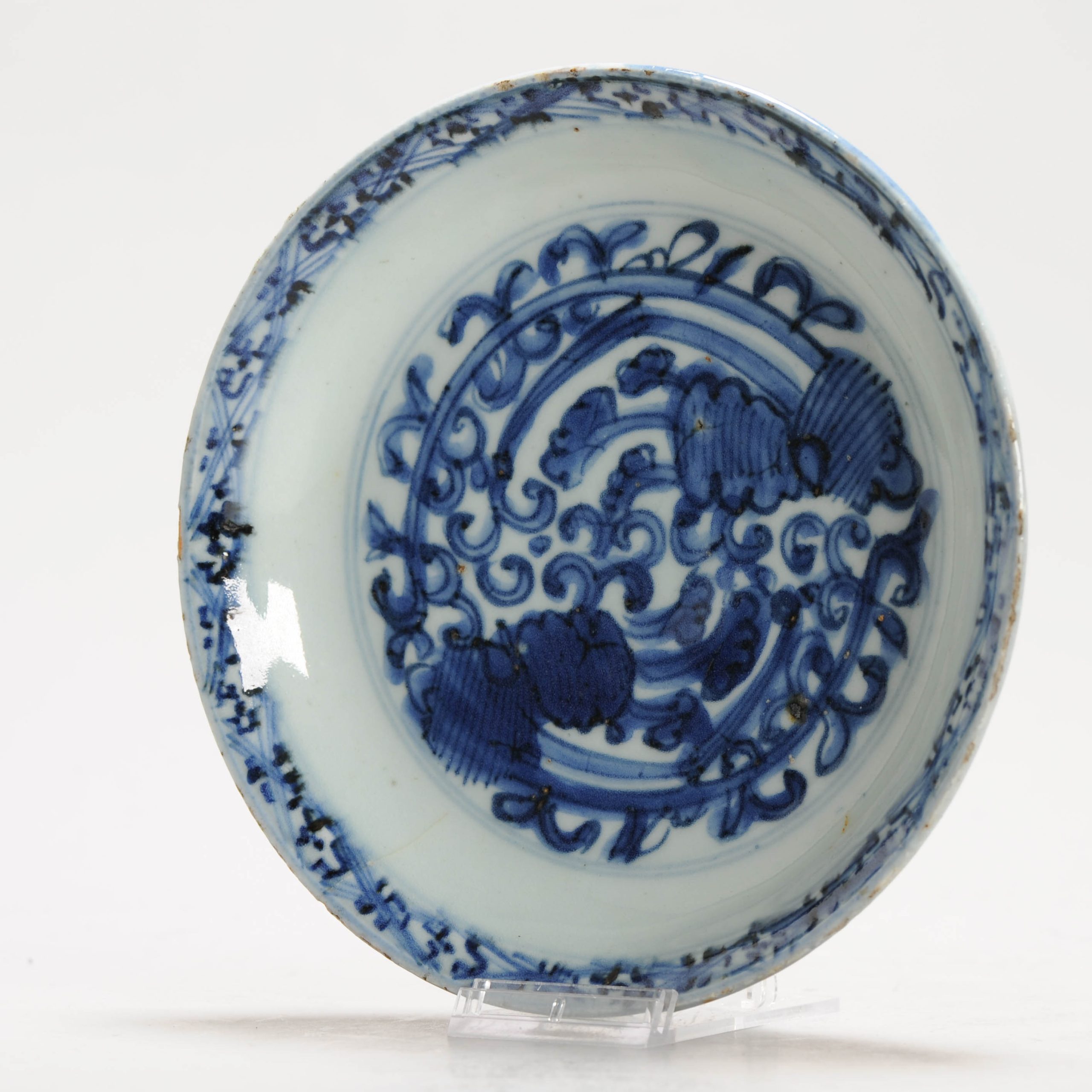 Lovely 16C Chinese Porcelain Ming Period Shallow Dish Dragon Chilong - Image 16