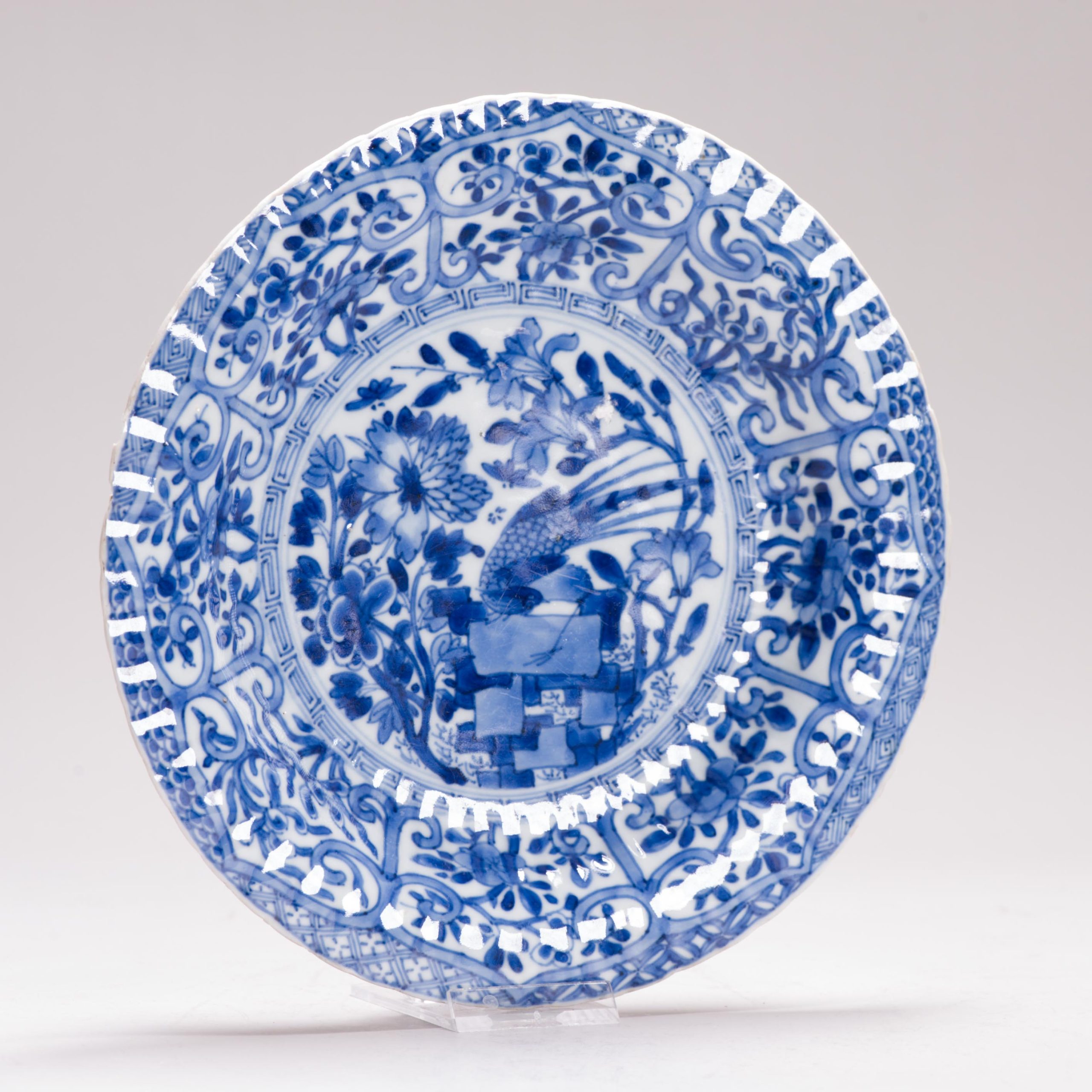 Antique Chinese Ca 1700 Kangxi Chinese Porcelain Dish BIRD Marked Artemesia - Image 3