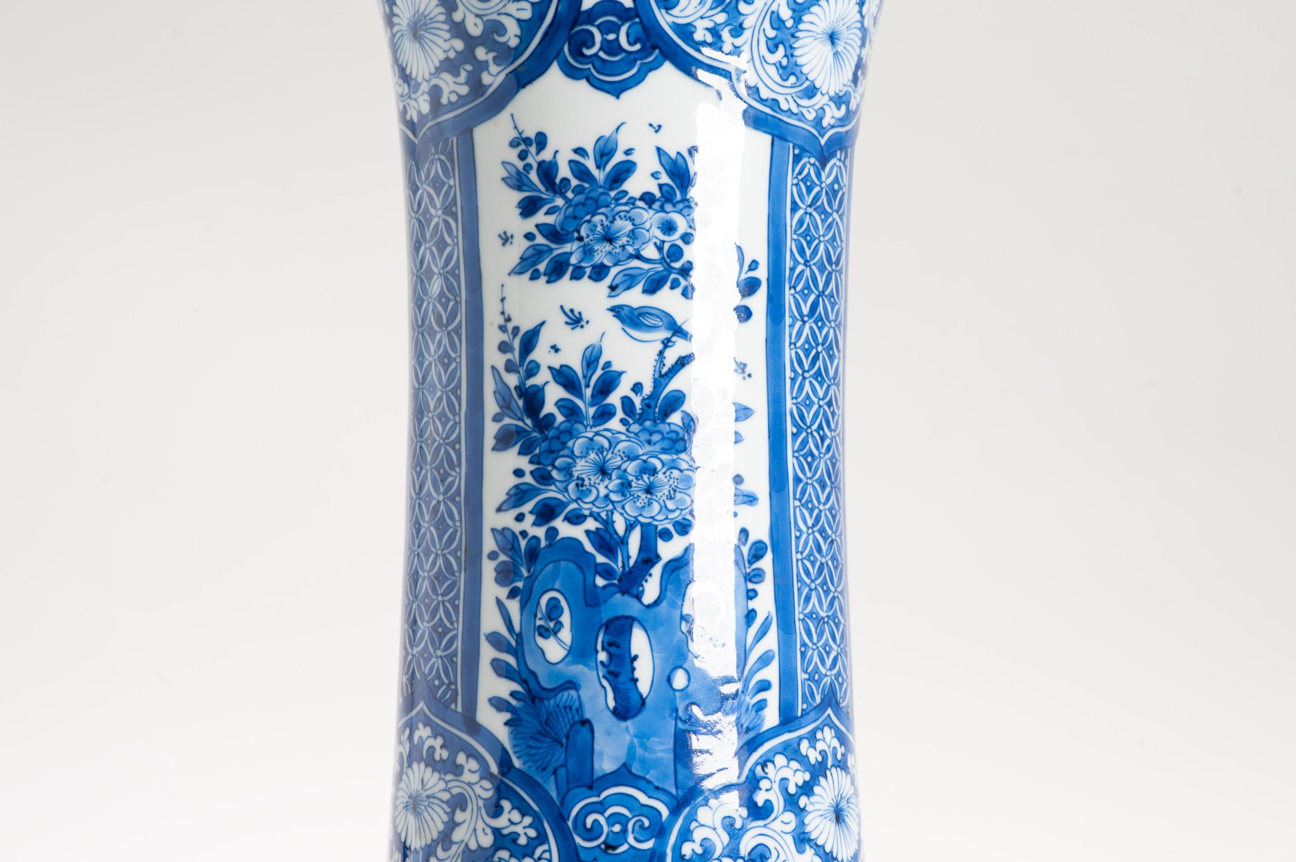 35.5CM Beaker Vase Chinese Porcelain Kangxi Period Blue and white Flowers Cobalt