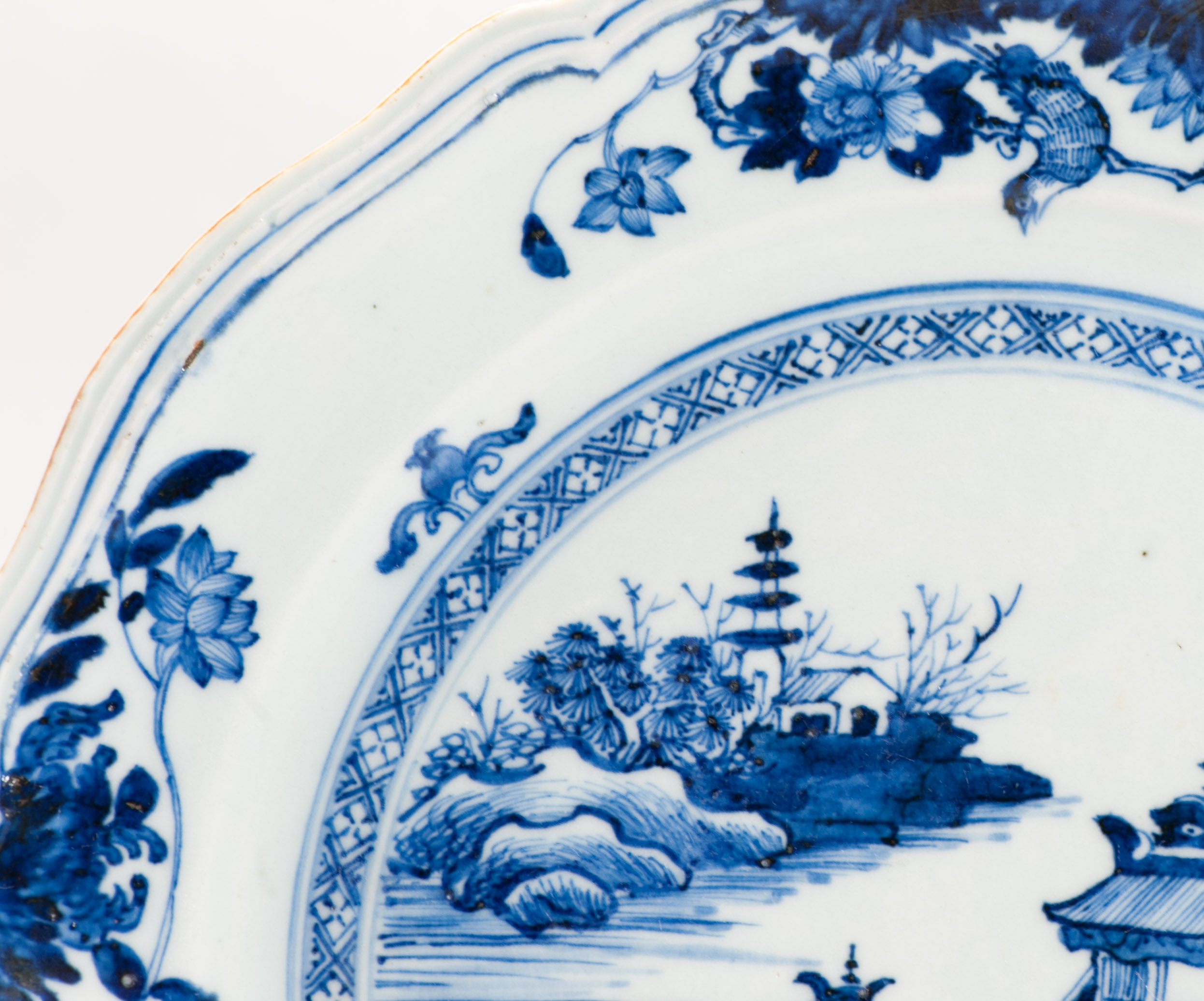 High Quality Antique Chinese Porcelain Dish 18C Landscape Bird Flower - Image 9