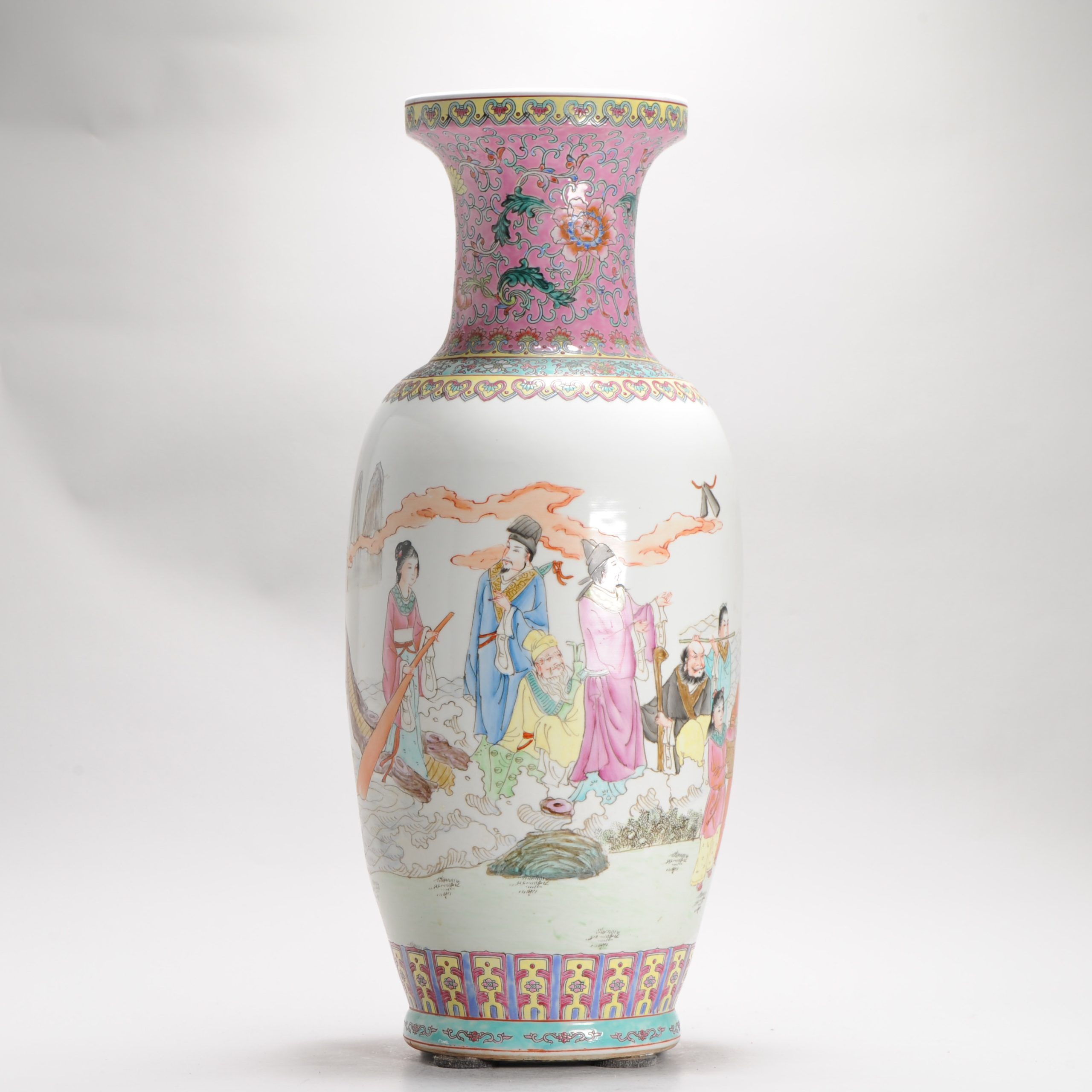 Large 1970’s/80’s Chinese porcelain ProC Vase Immortals Qianlong Mark