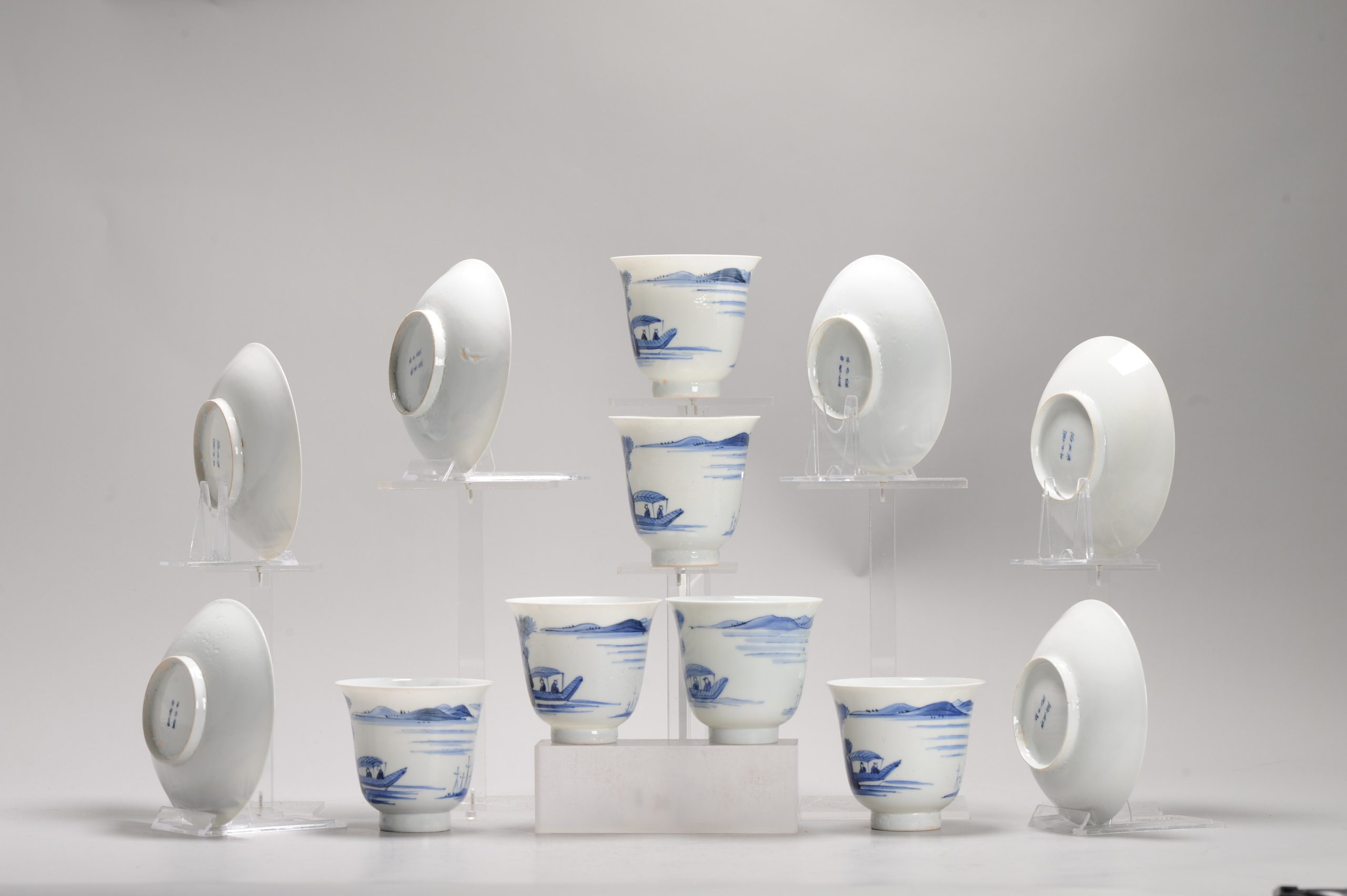 6# Antique Japanese Meiji Period Set Of Cups or Tea Bowls Porcelain Eggshell - Image 9