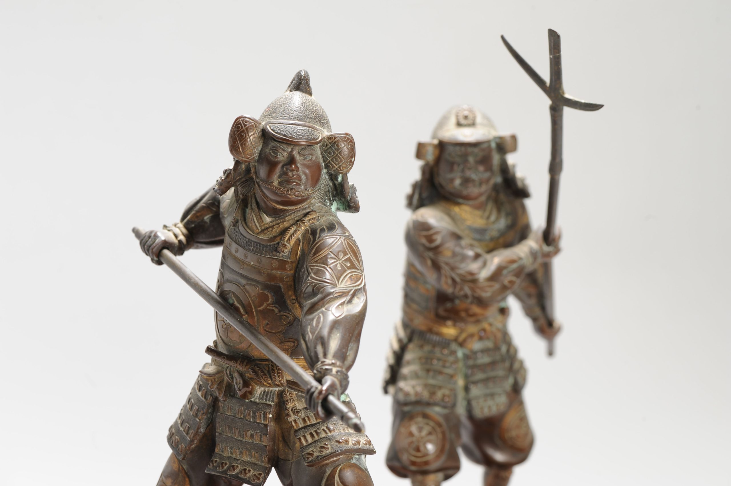 Antique Bronze Samurai Warriors Statue Japan Meiji era (1868-1912) Gyokko studio