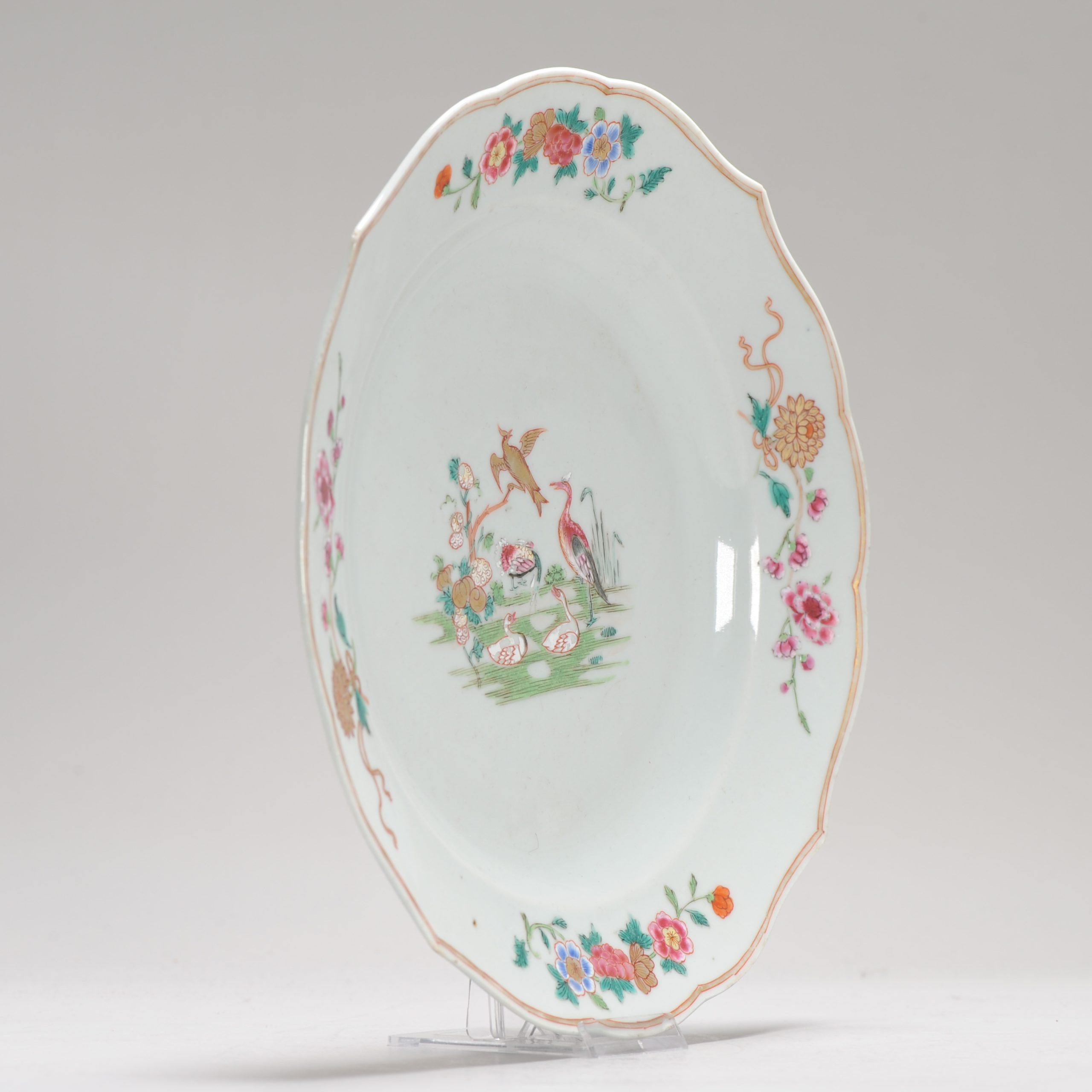 Antique 18C Qing Chinese Porcelain Famille Rose Chine de Commande Plate - Image 8