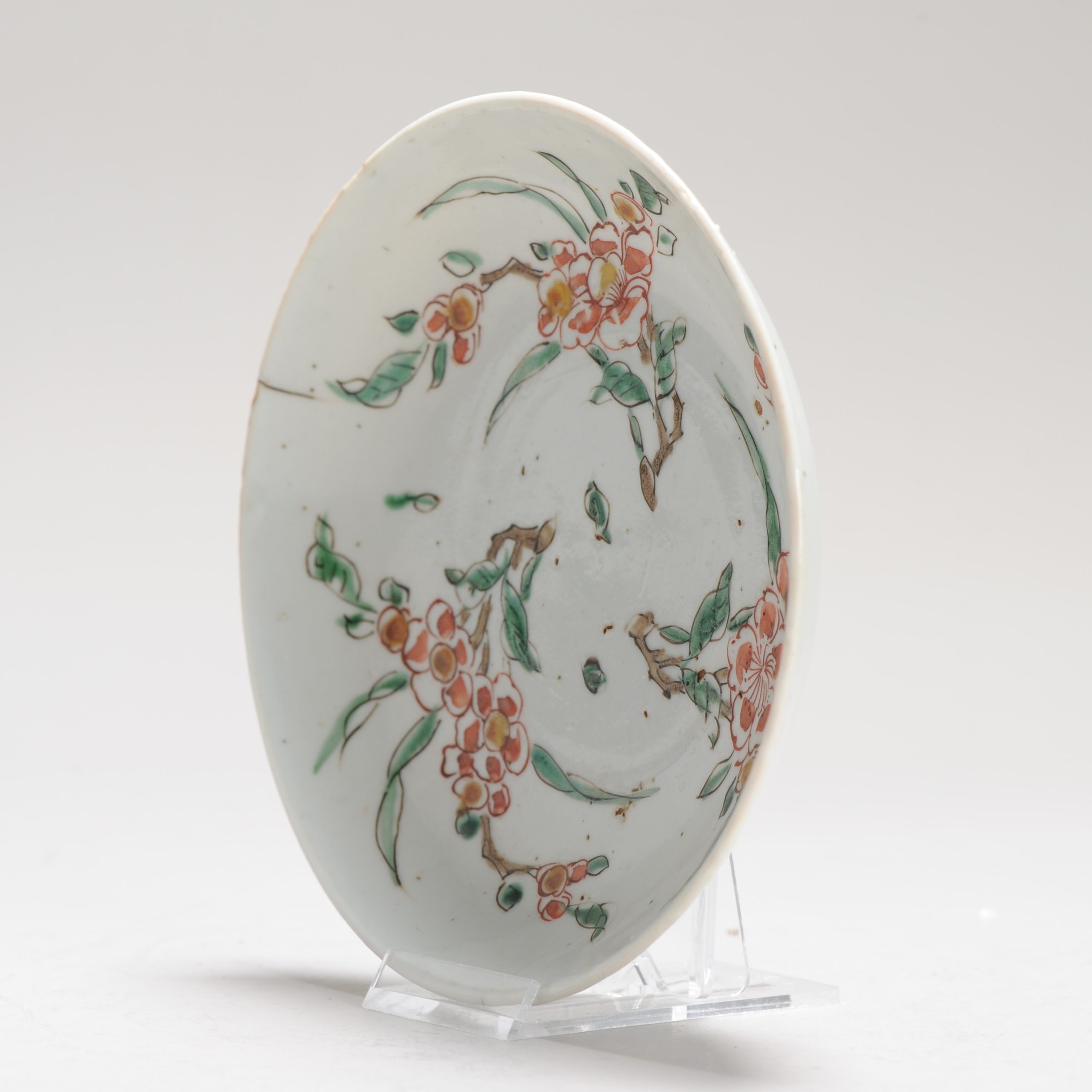 17c Ming Antique Chinese Porcelain Dish Famille Verte Lotus Flowers Floral - Image 3