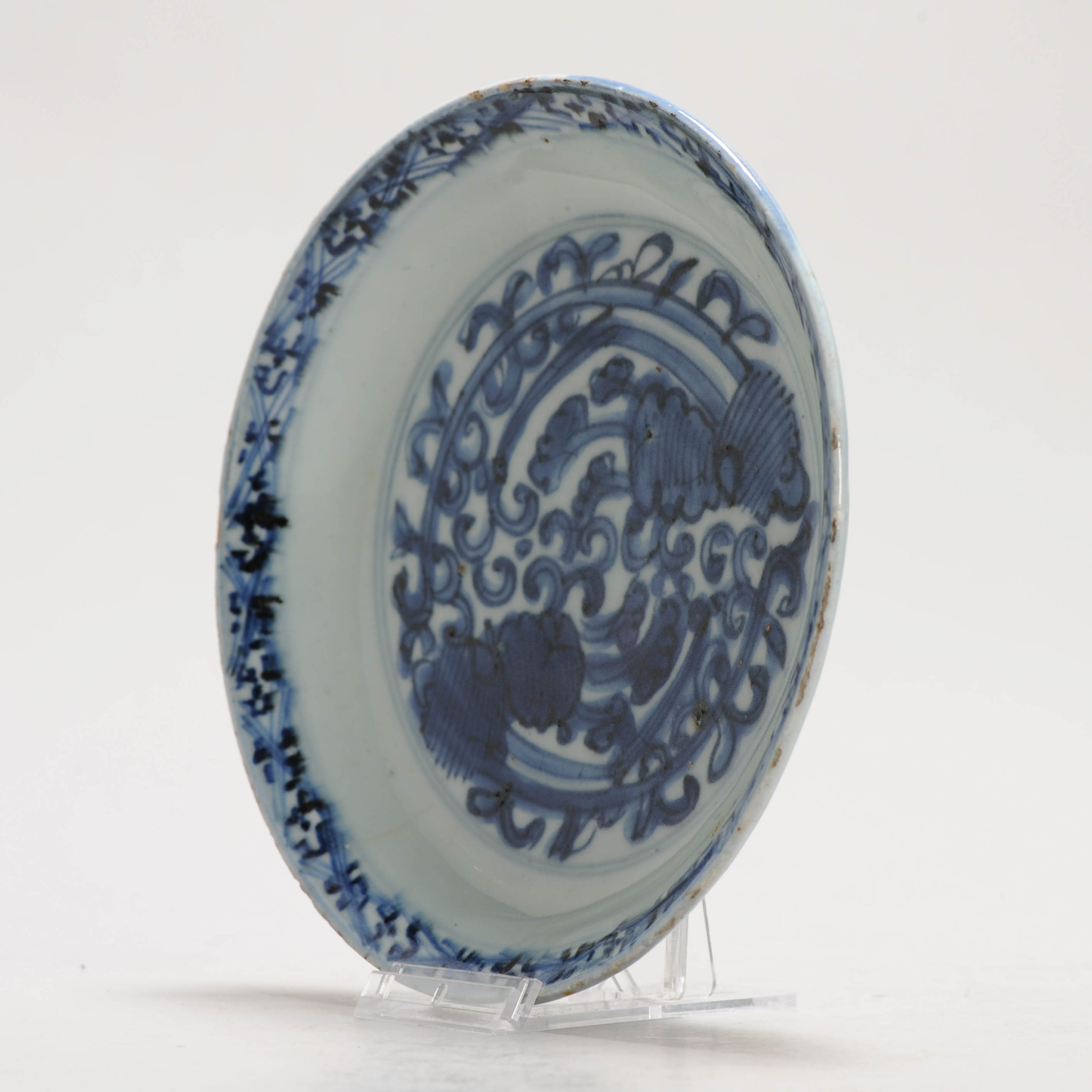 Lovely 16C Chinese Porcelain Ming Period Shallow Dish Dragon Chilong - Image 5