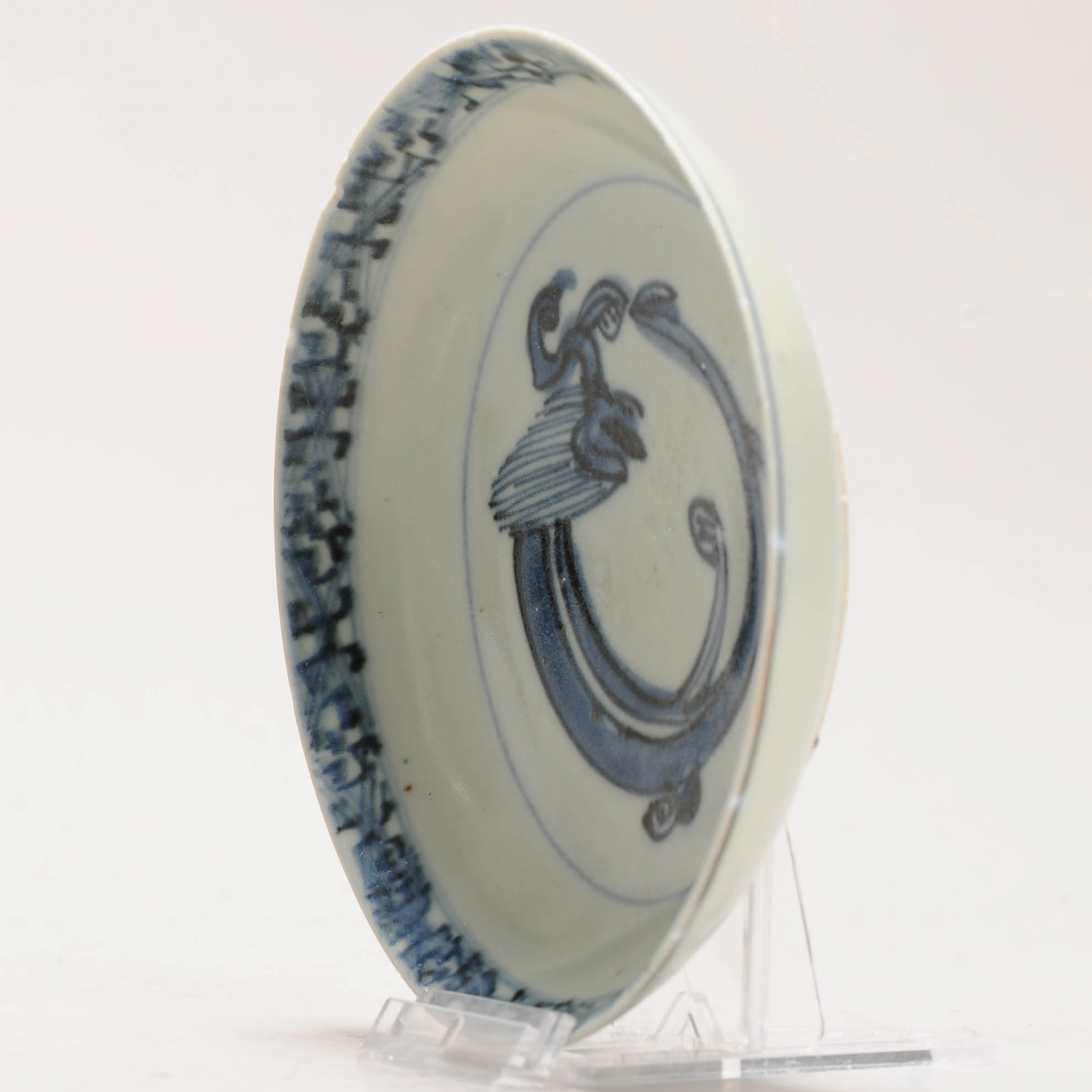 Lovely 16C Chinese Porcelain Ming Period Shallow Dish Dragon Chilong - Image 4