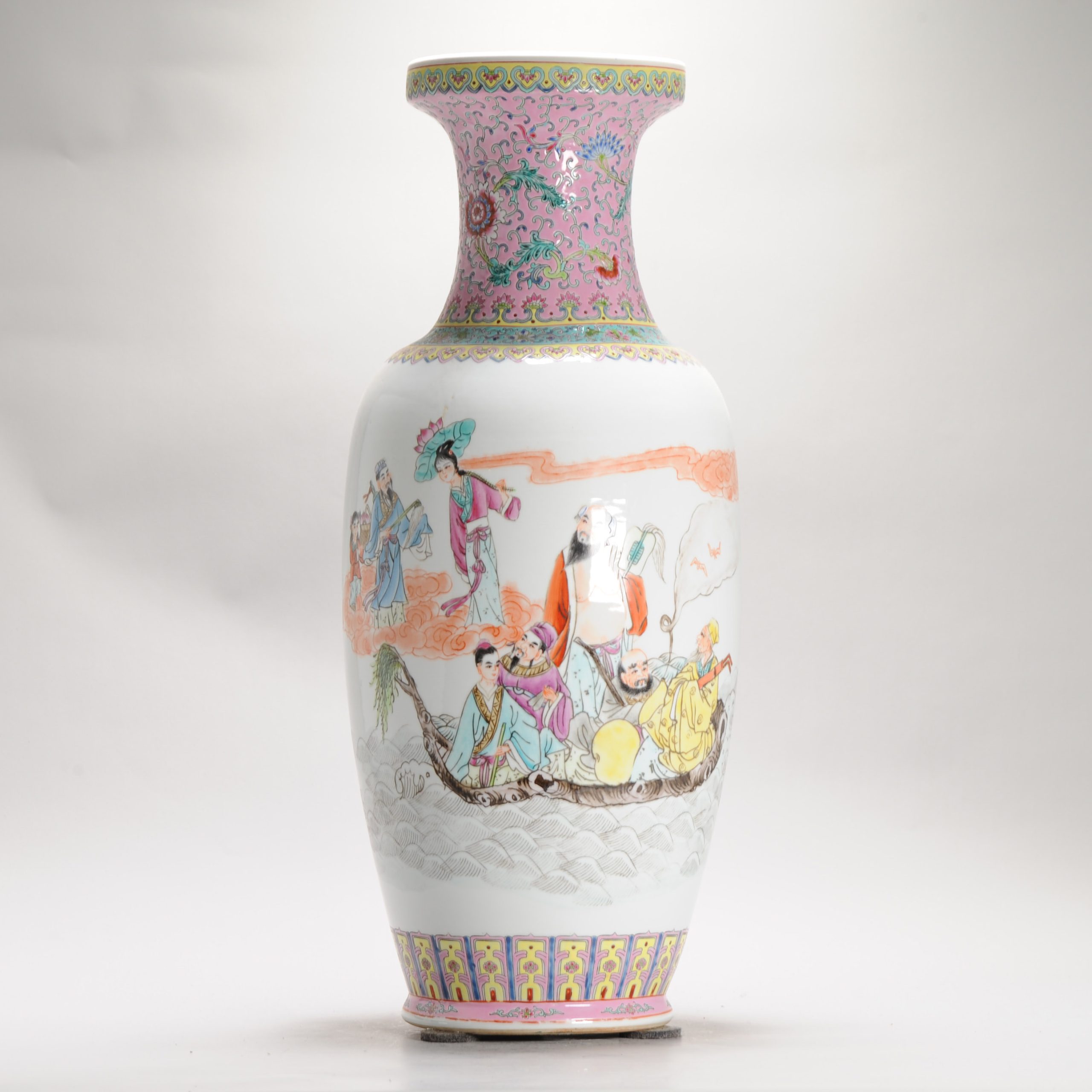 Large 1970’s/80’s Chinese porcelain ProC Vase Immortals Qianlong Mark