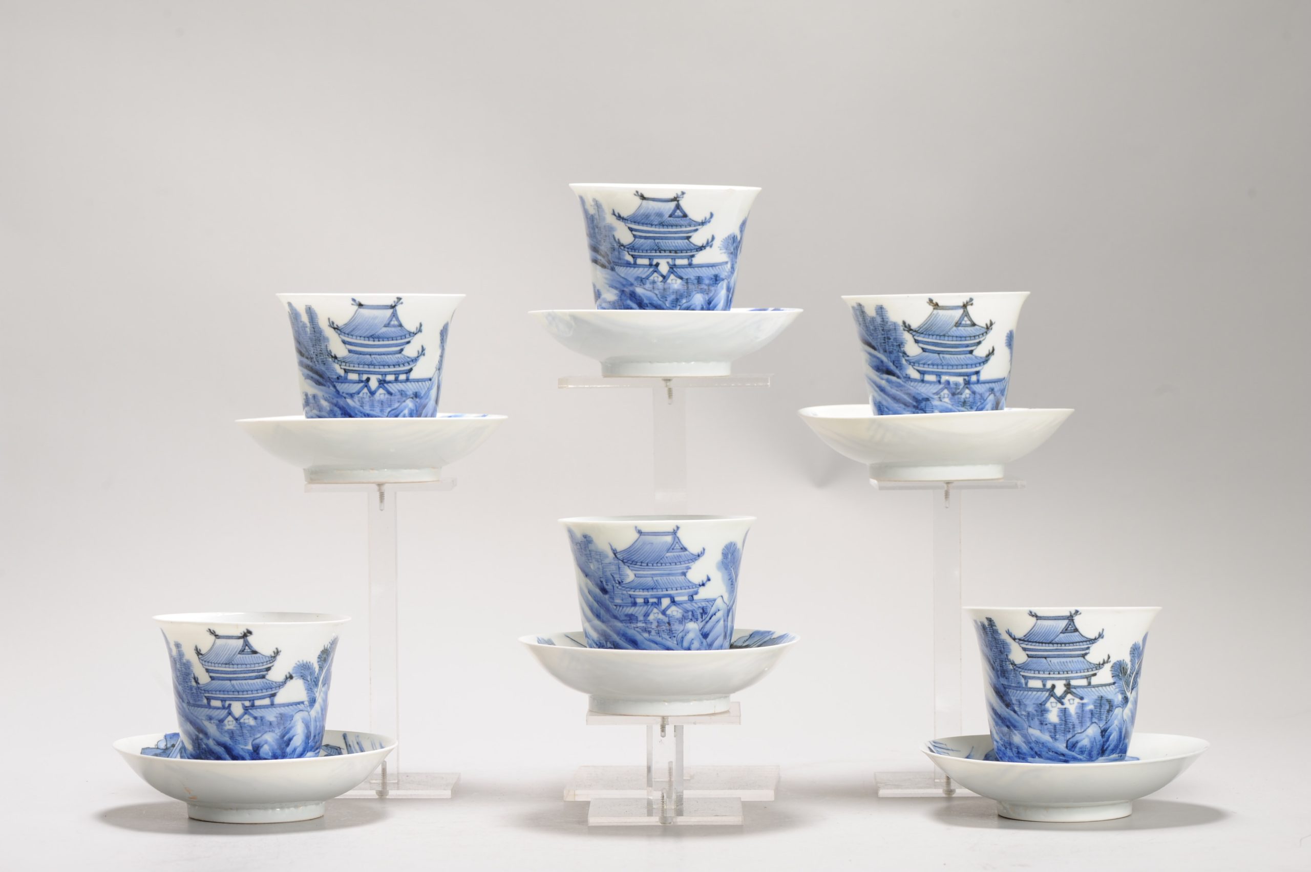 6# Antique Japanese Meiji Period Set Of Cups or Tea Bowls Porcelain Eggshell - Image 3