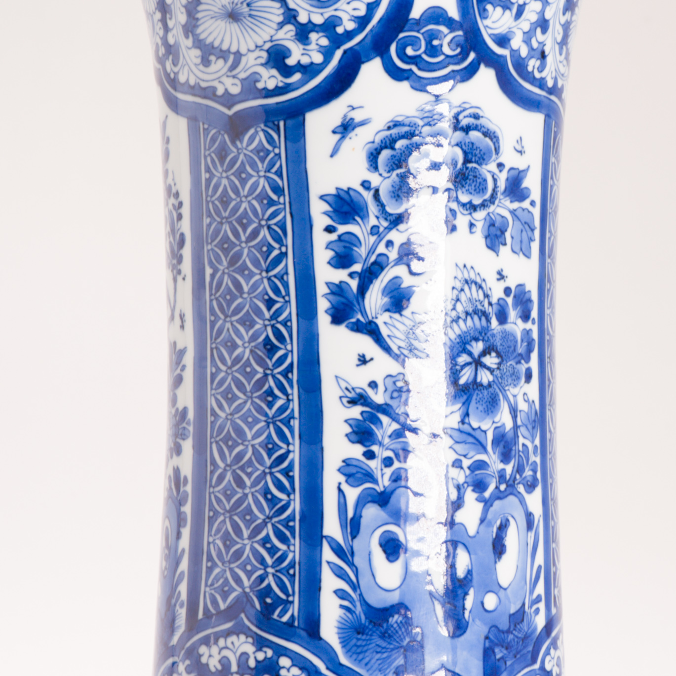 35.5CM Beaker Vase Chinese Porcelain Kangxi Period Blue and white Flowers Cobalt - Image 14