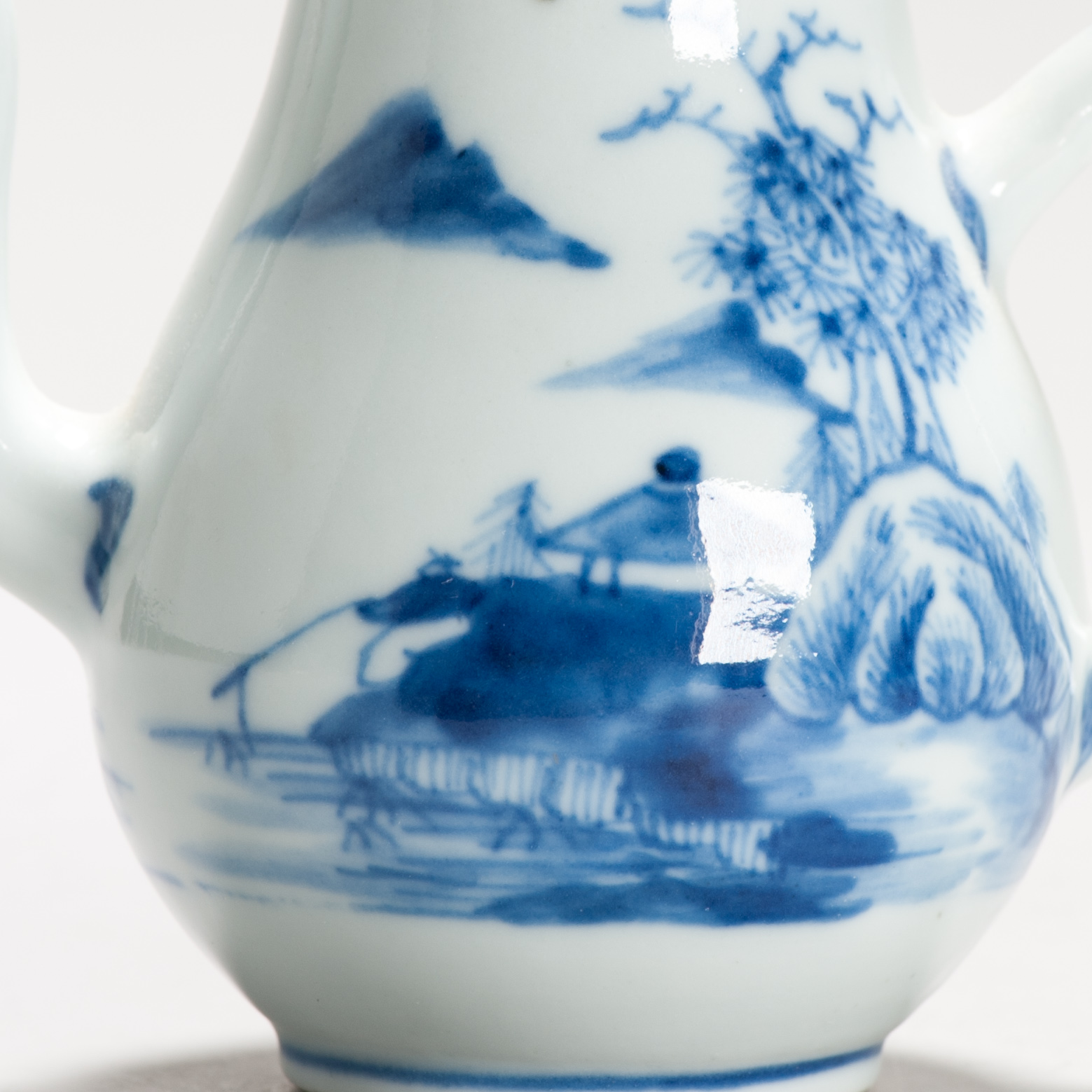 Antique 18C Period Chinese Porcelain Blue & White Ewer/Pot Landscape Village - Image 18