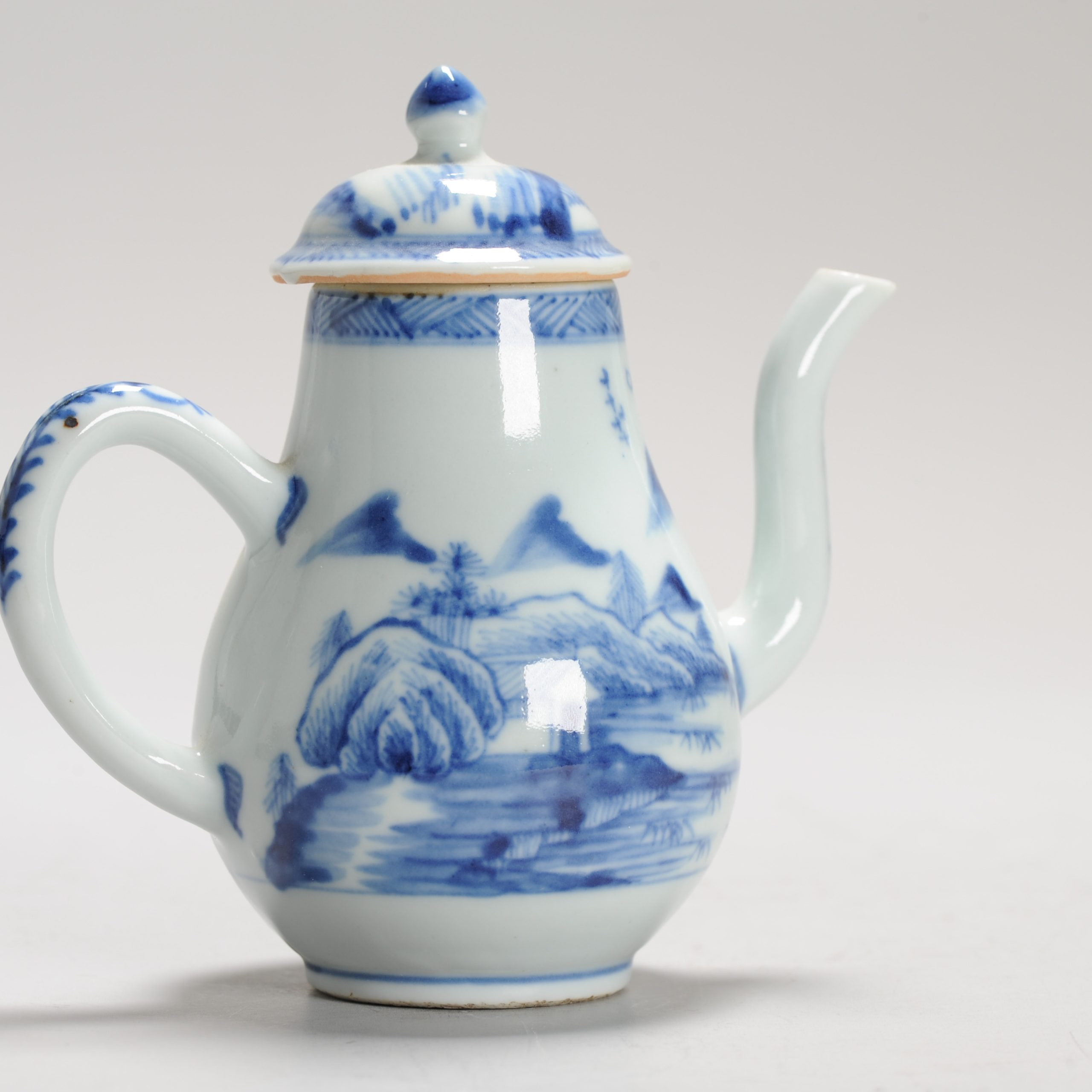 Antique 18C Period Chinese Porcelain Blue & White Ewer/Pot Landscape Village - Image 13