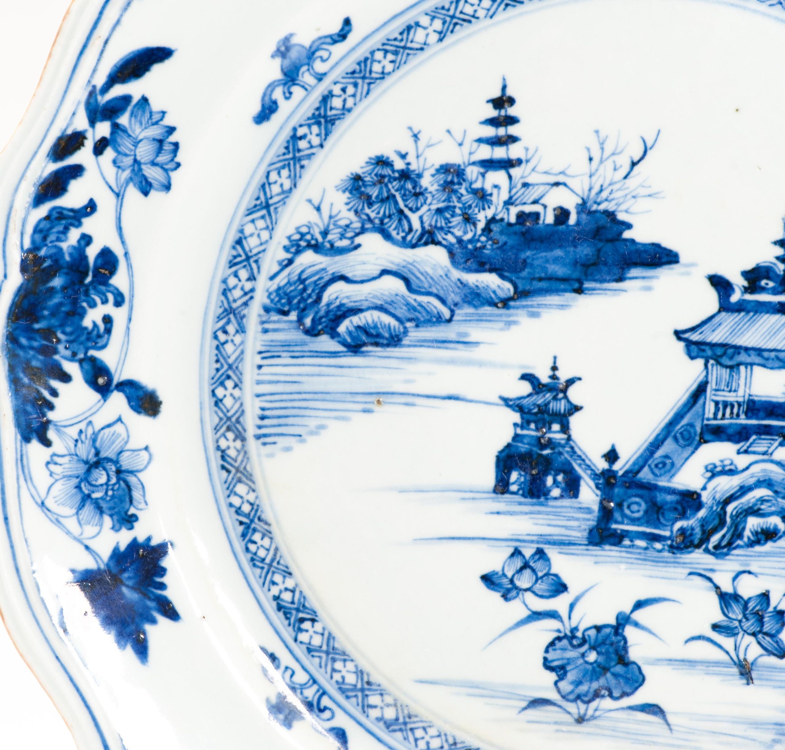 High Quality Antique Chinese Porcelain Dish 18C Landscape Bird Flower - Image 3