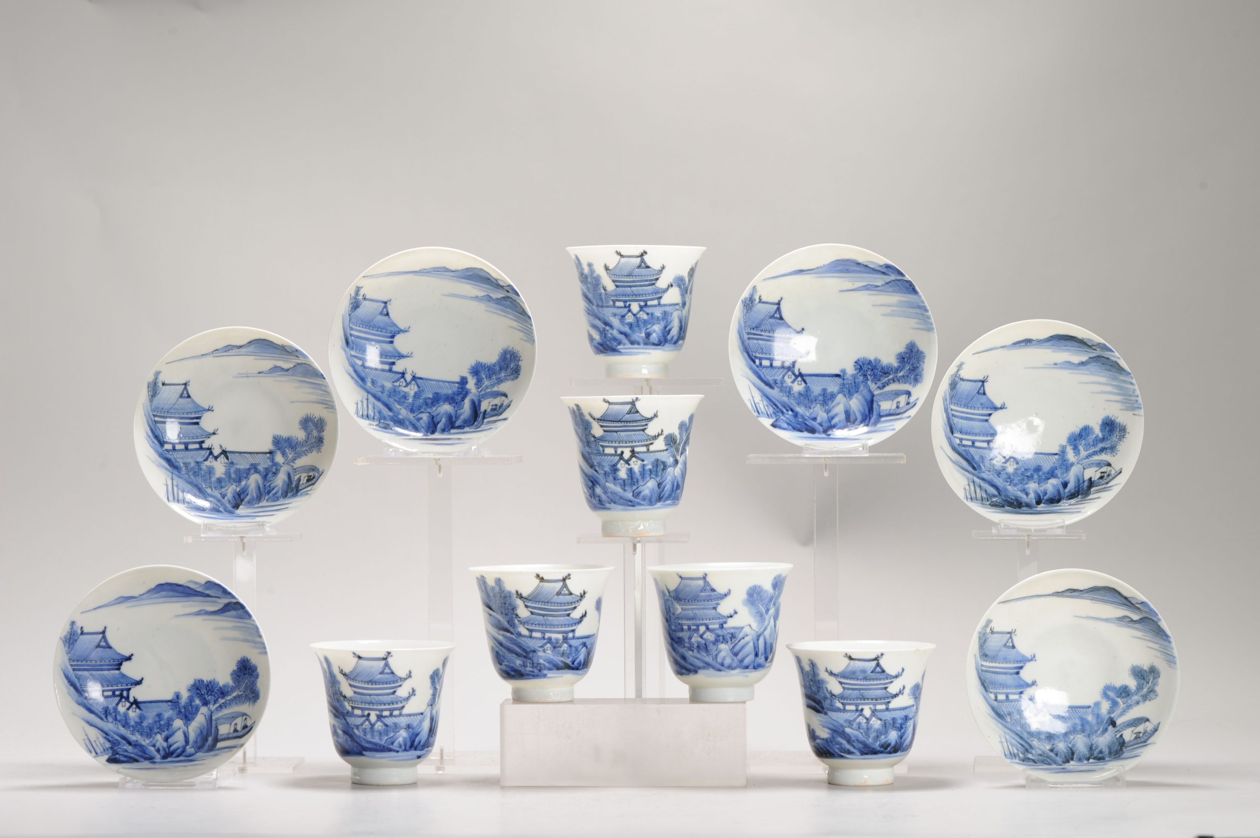 6# Antique Japanese Meiji Period Set Of Cups or Tea Bowls Porcelain Eggshell - Image 17
