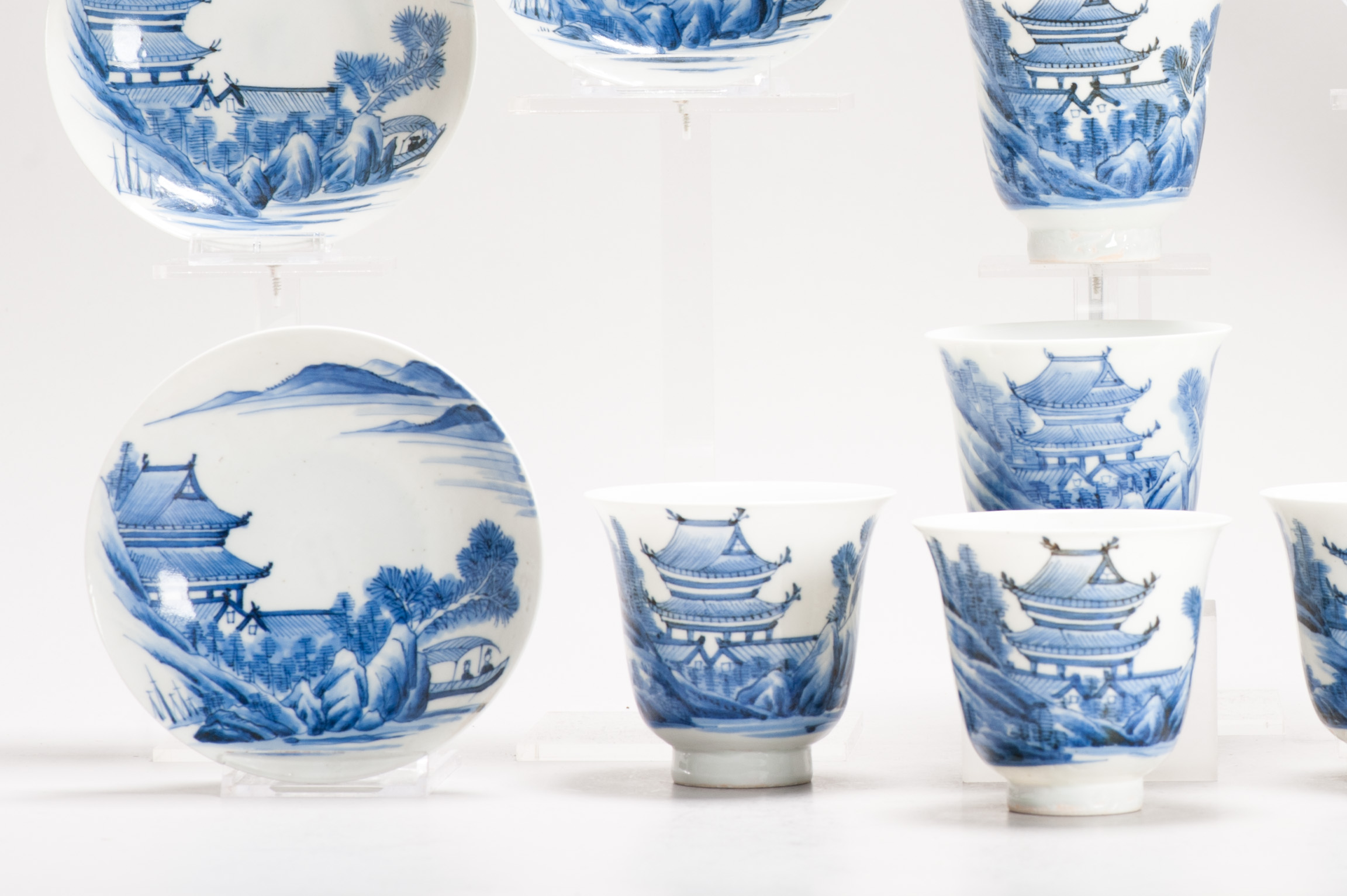 6# Antique Japanese Meiji Period Set Of Cups or Tea Bowls Porcelain Eggshell - Image 2