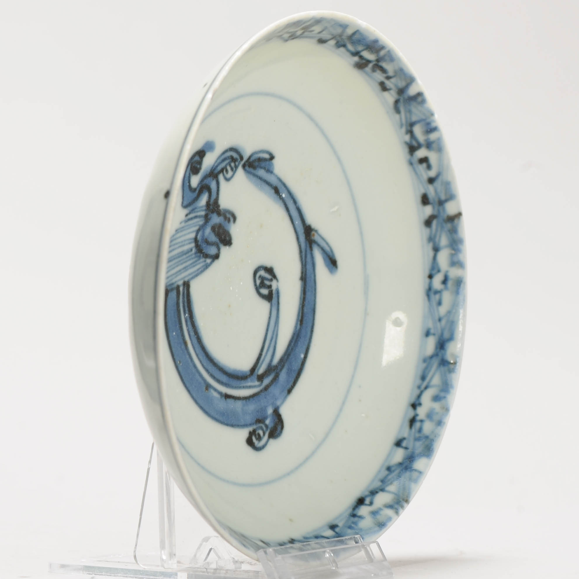 Lovely 16C Chinese Porcelain Ming Period Shallow Dish Dragon Chilong - Image 12