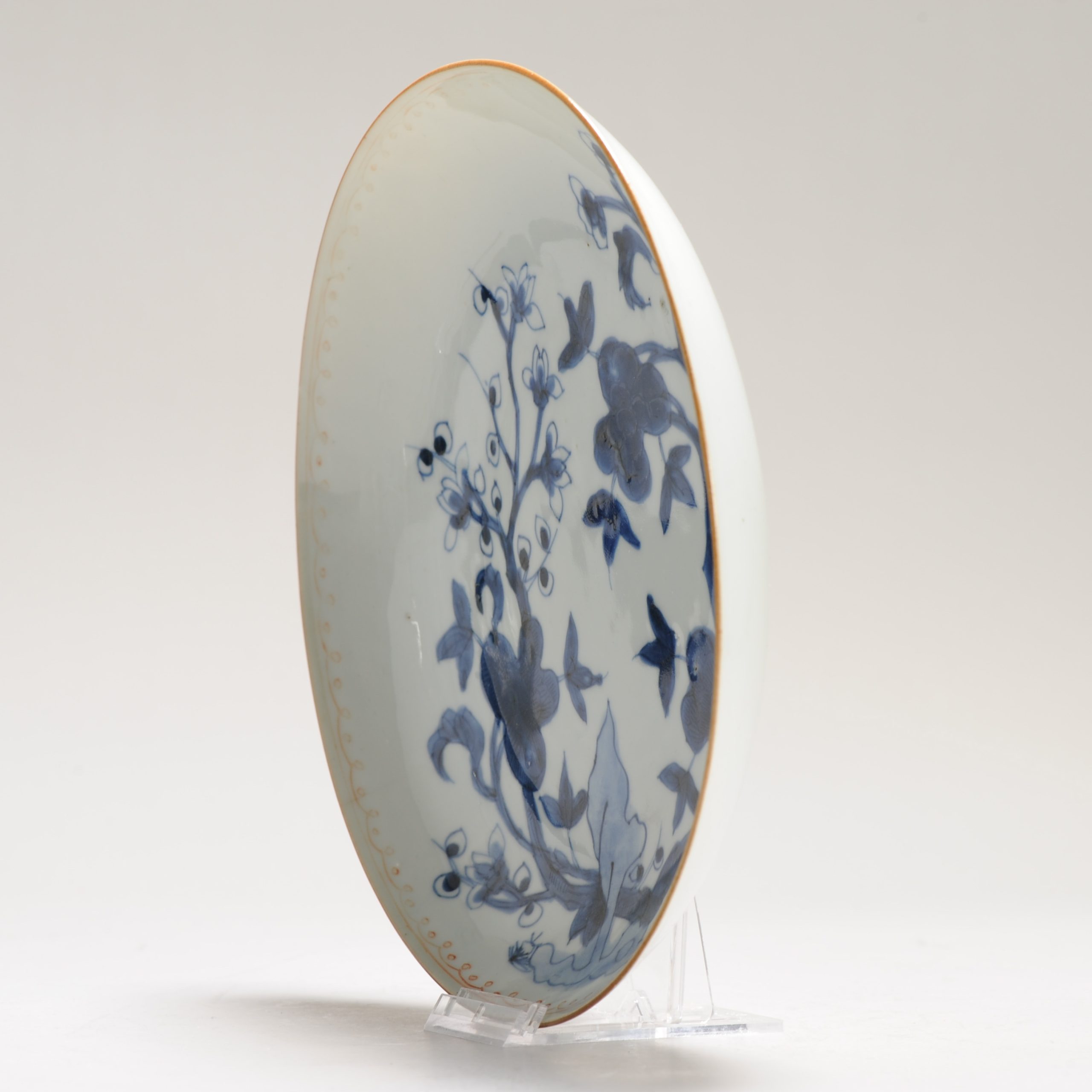 Unusual Antique 18C Qing period Chinese Porcelain Blue White Copper Red Plate - Image 11