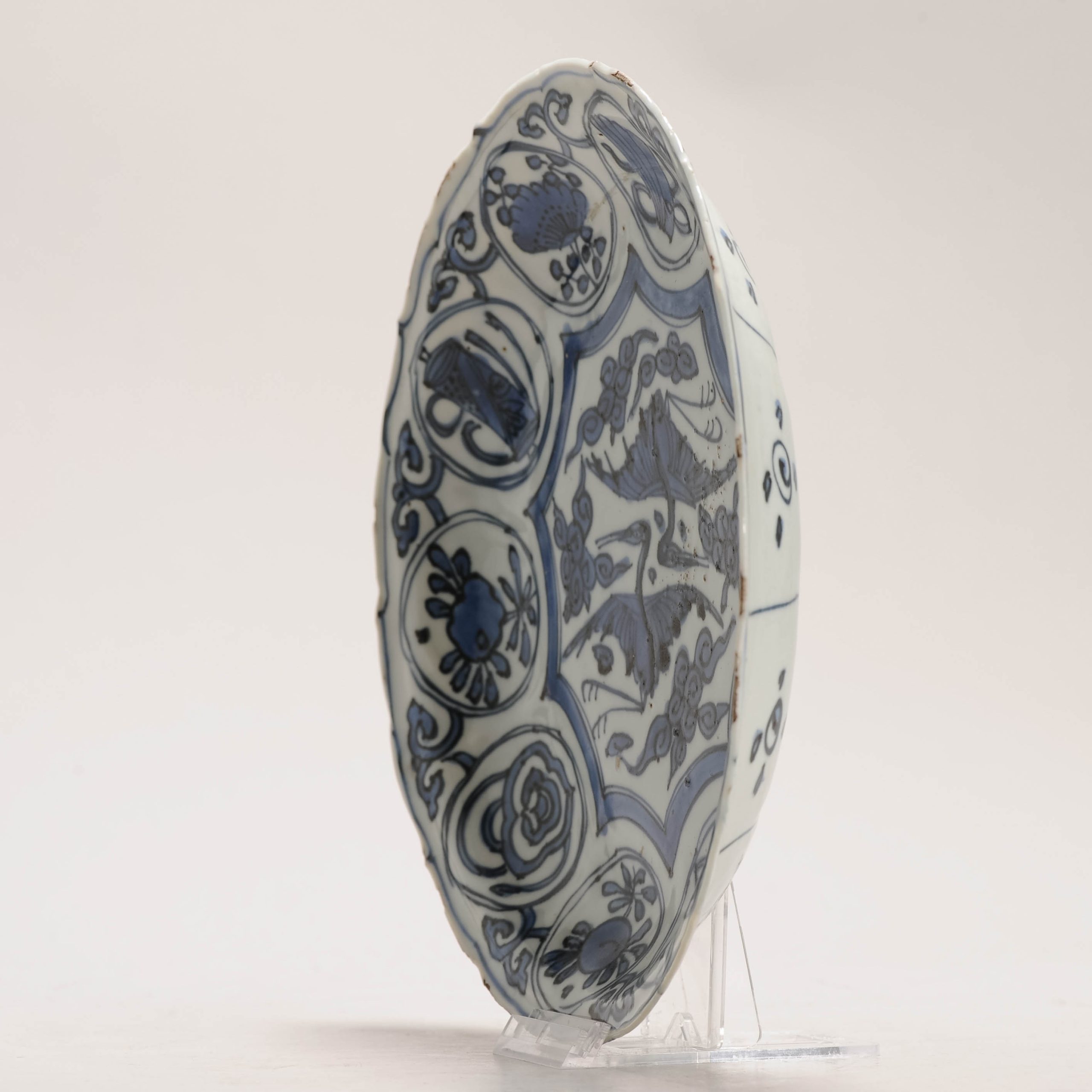 Antique Ming Period Chinese Porcelain Kraak dish Crane and Auspicious Symbol - Image 12