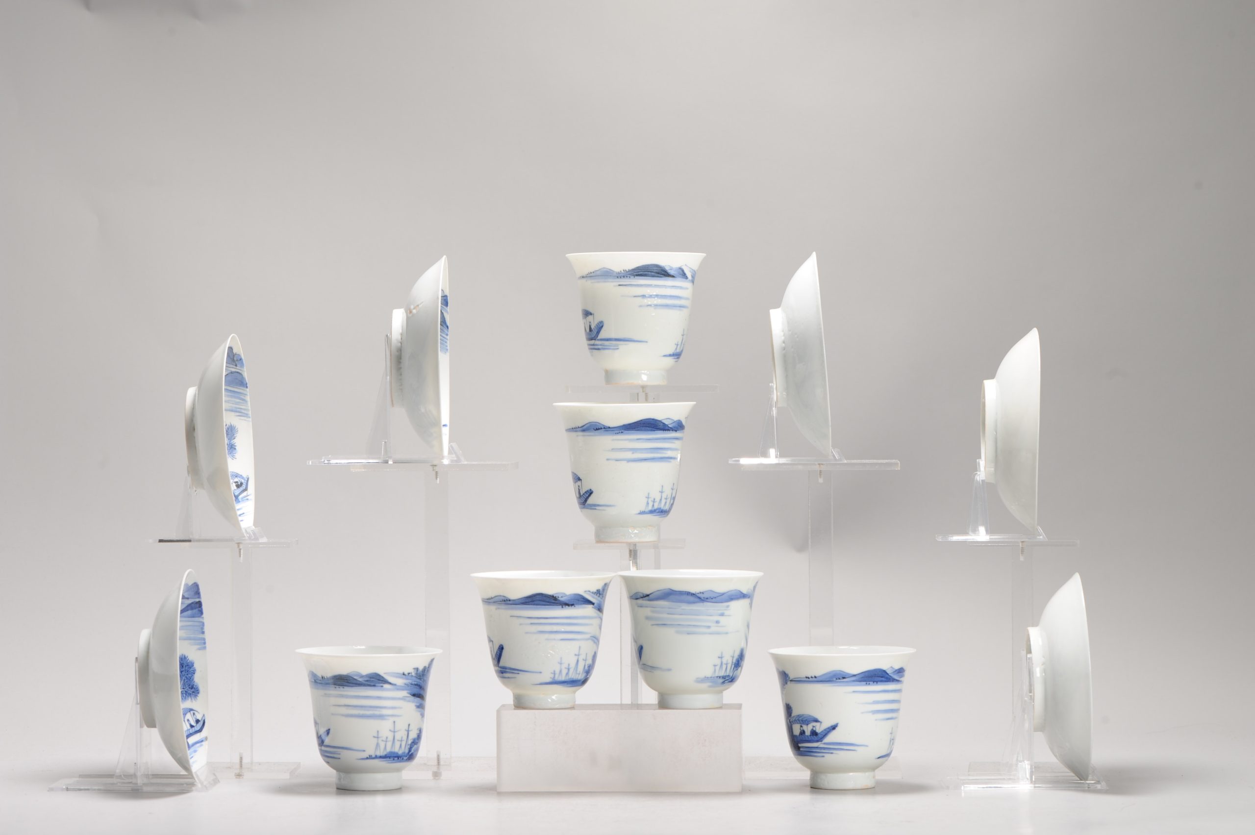 6# Antique Japanese Meiji Period Set Of Cups or Tea Bowls Porcelain Eggshell - Image 10