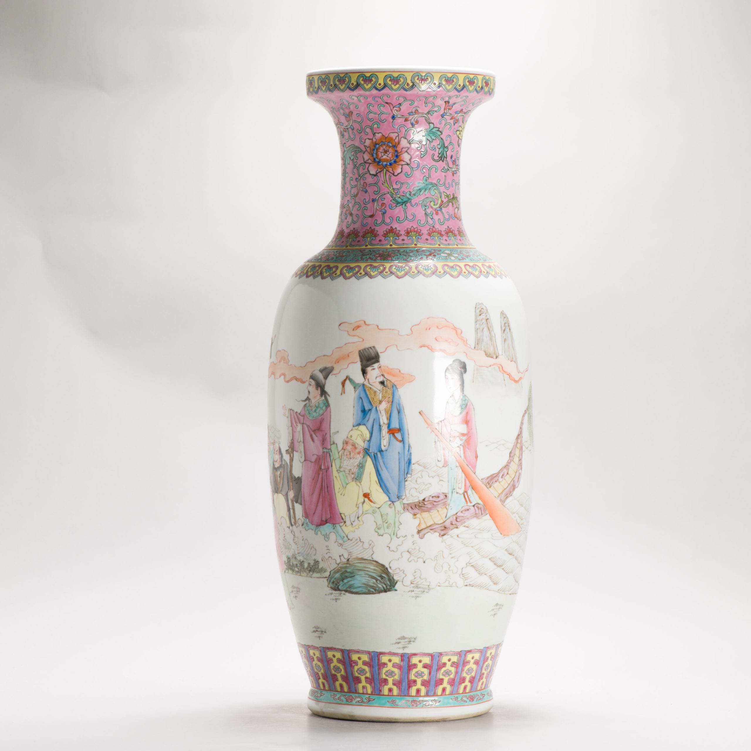 Large 1970’s/80’s Chinese porcelain ProC Vase Immortals Qianlong Mark