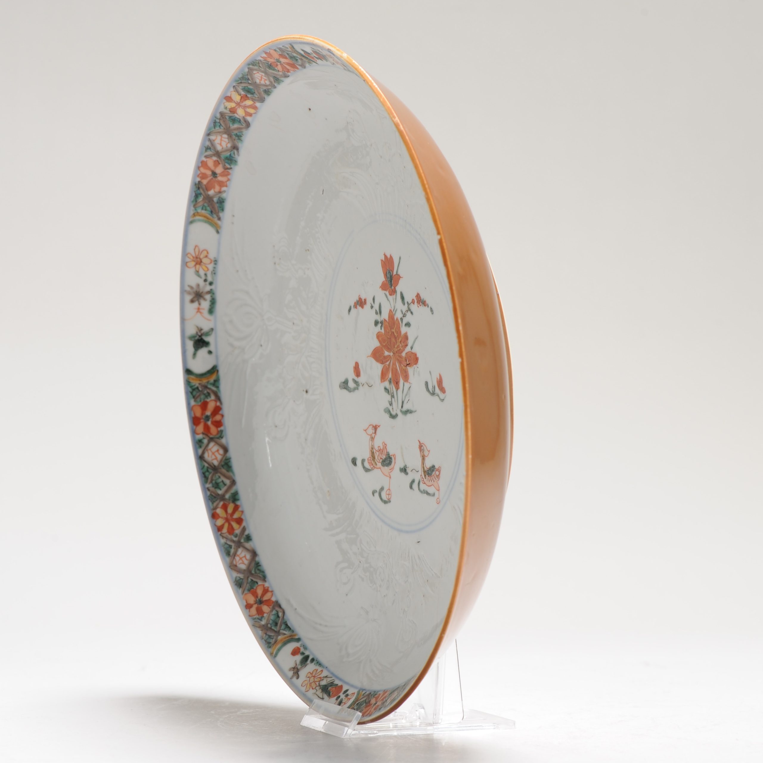 Large Antique Famille Verte Batavian 18th century Chinese Porcelain Plate Dish Ducks - Image 12