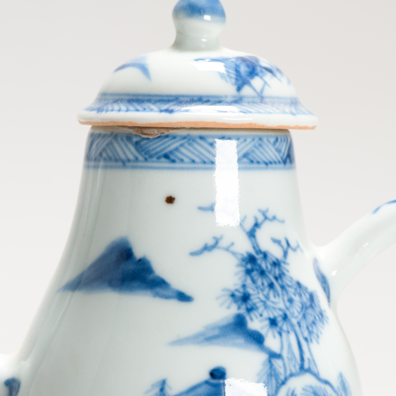 Antique 18C Period Chinese Porcelain Blue & White Ewer/Pot Landscape Village - Image 19