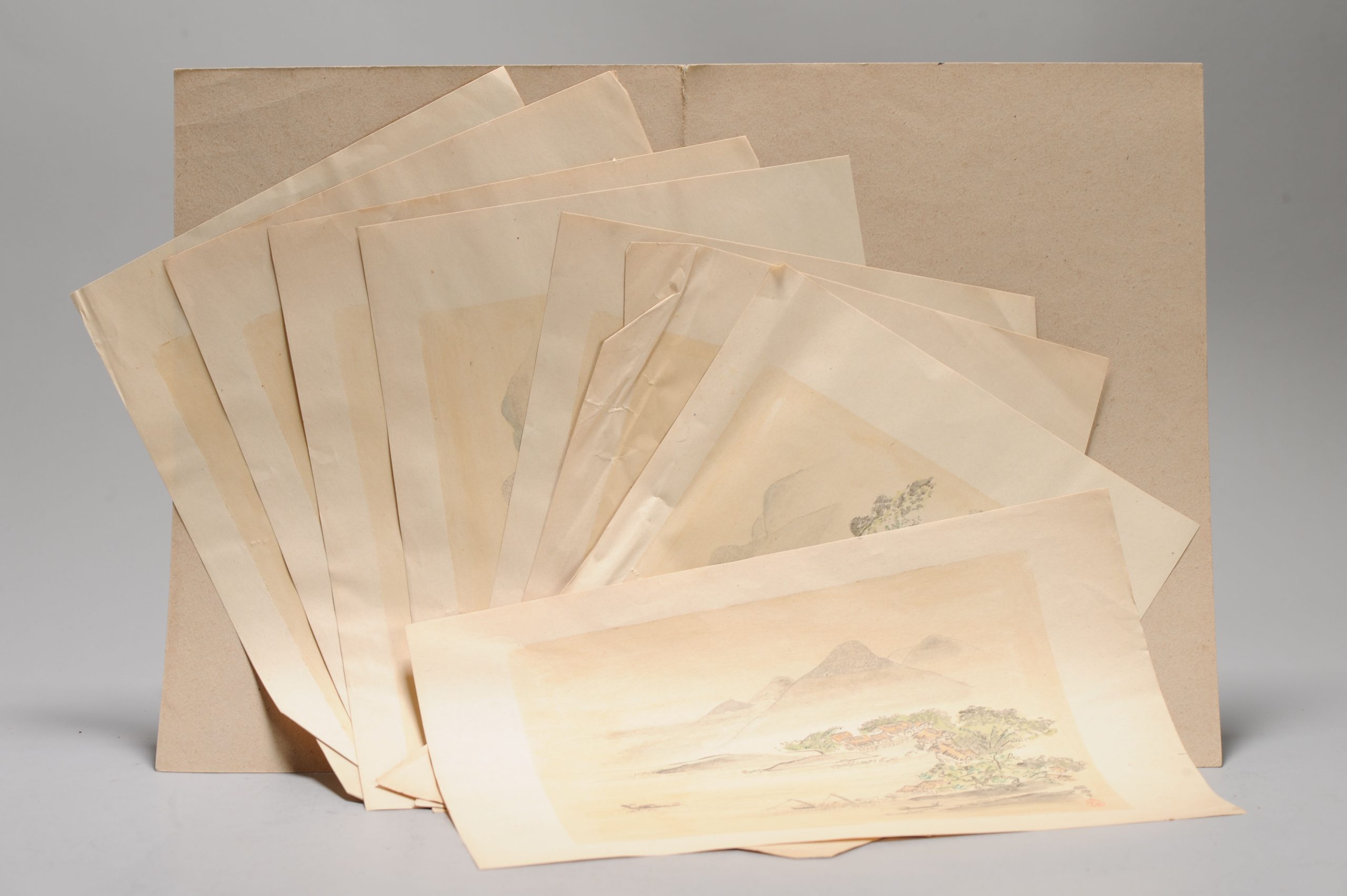set of 9 Antique Japanese or Chinese Block print Calligrphy Edo or Meiji or Qing
