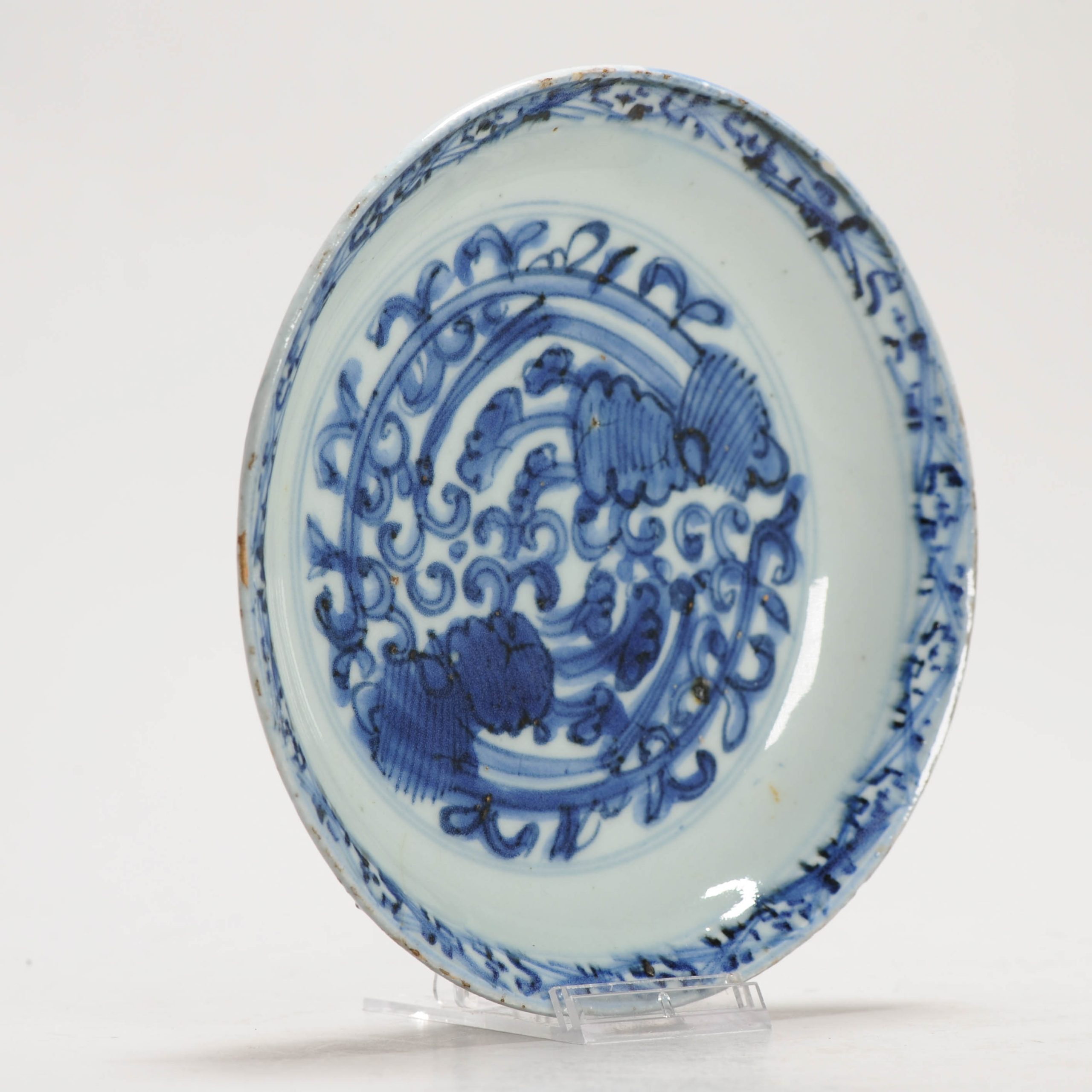 Lovely 16C Chinese Porcelain Ming Period Shallow Dish Dragon Chilong - Image 14