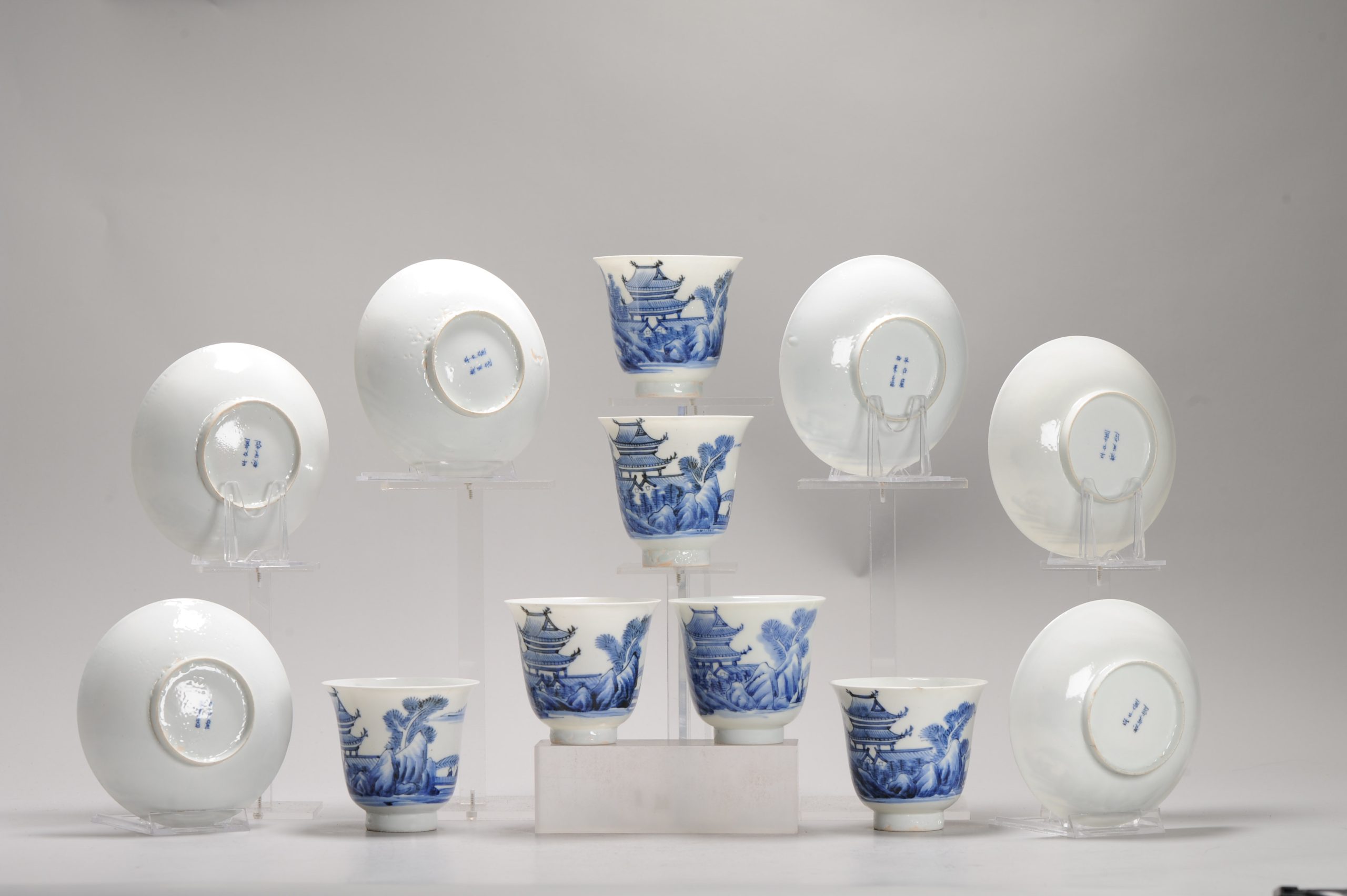 6# Antique Japanese Meiji Period Set Of Cups or Tea Bowls Porcelain Eggshell - Image 6