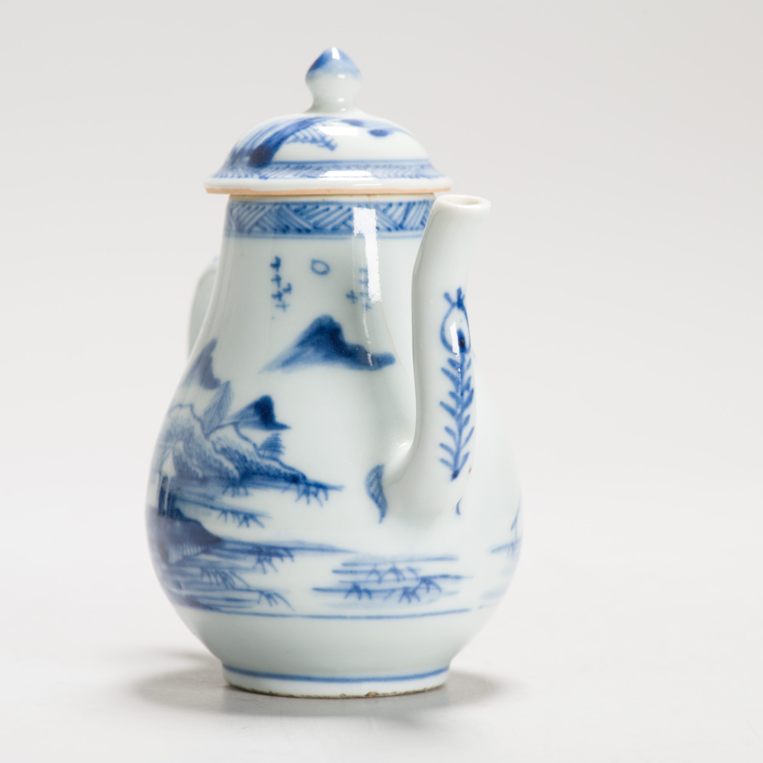 Antique 18C Period Chinese Porcelain Blue & White Ewer/Pot Landscape Village - Image 10