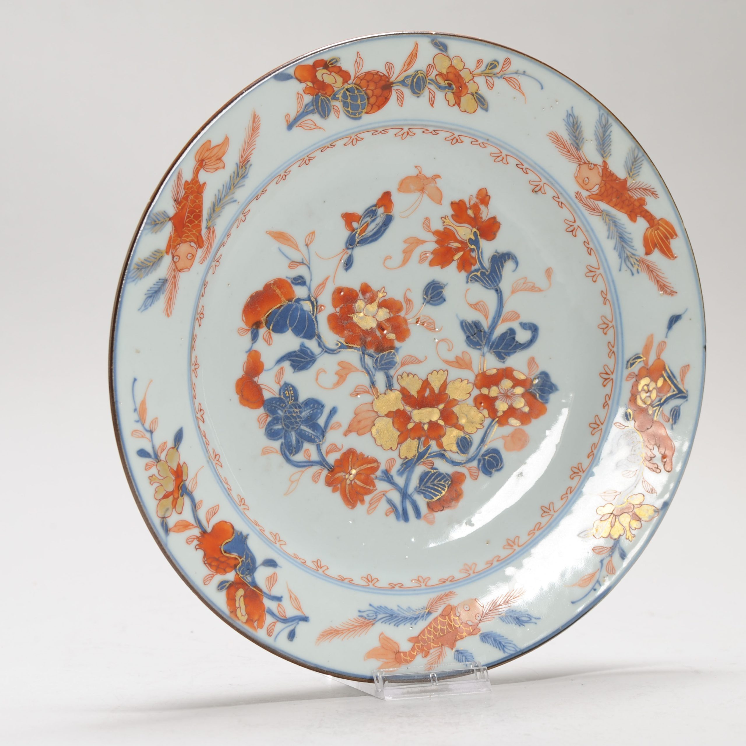 A Chinese Porcelain Kangxi period Imari Flower GoldFish Plate Dish Antique - Image 7