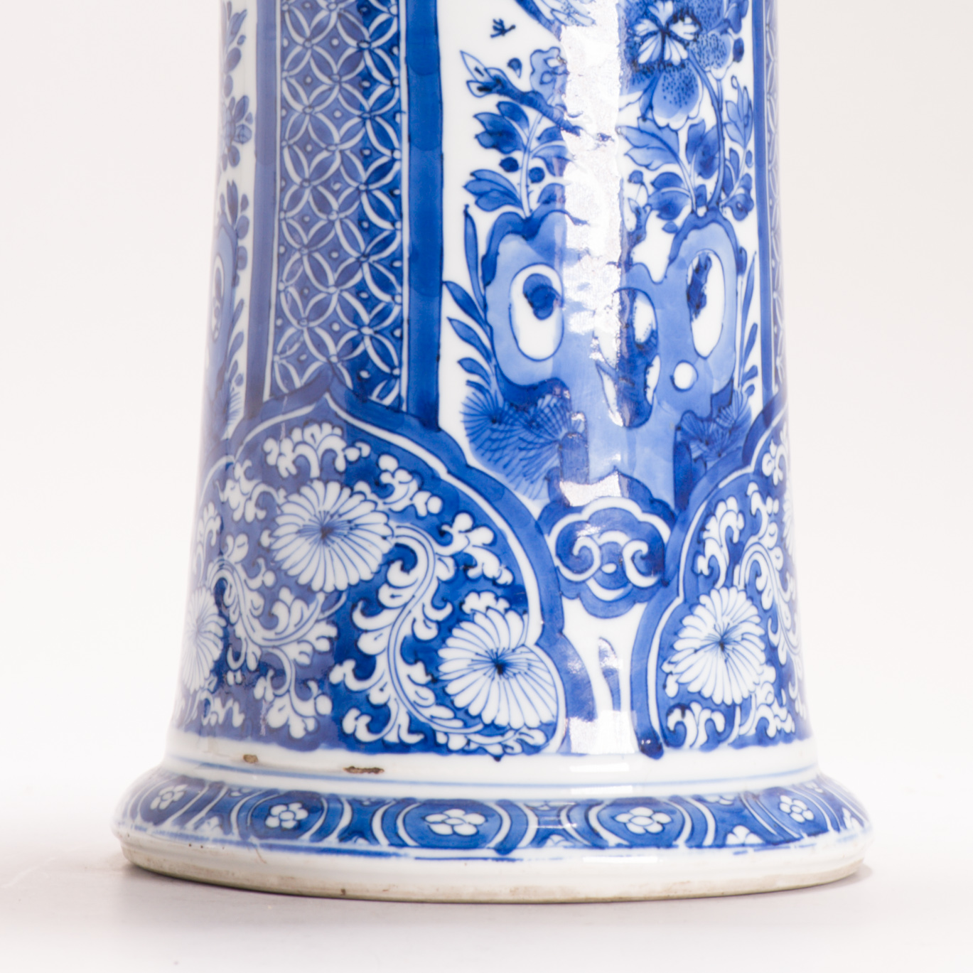 35.5CM Beaker Vase Chinese Porcelain Kangxi Period Blue and white Flowers Cobalt - Image 15