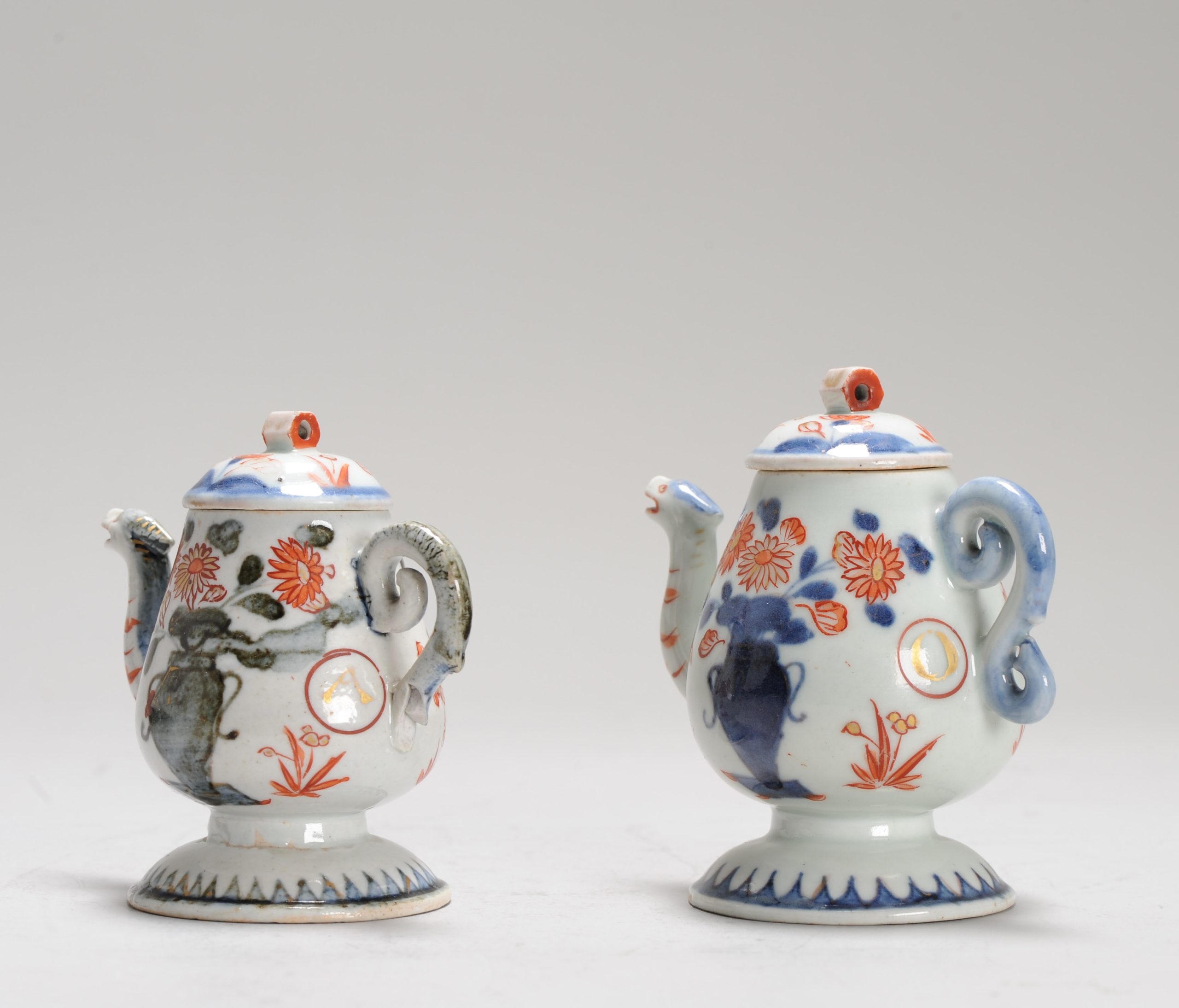 Antique Ca 1700 Set Japanese Imari Porcelain Oil/Vinegar Jug Arita Edo Dragon - Image 11