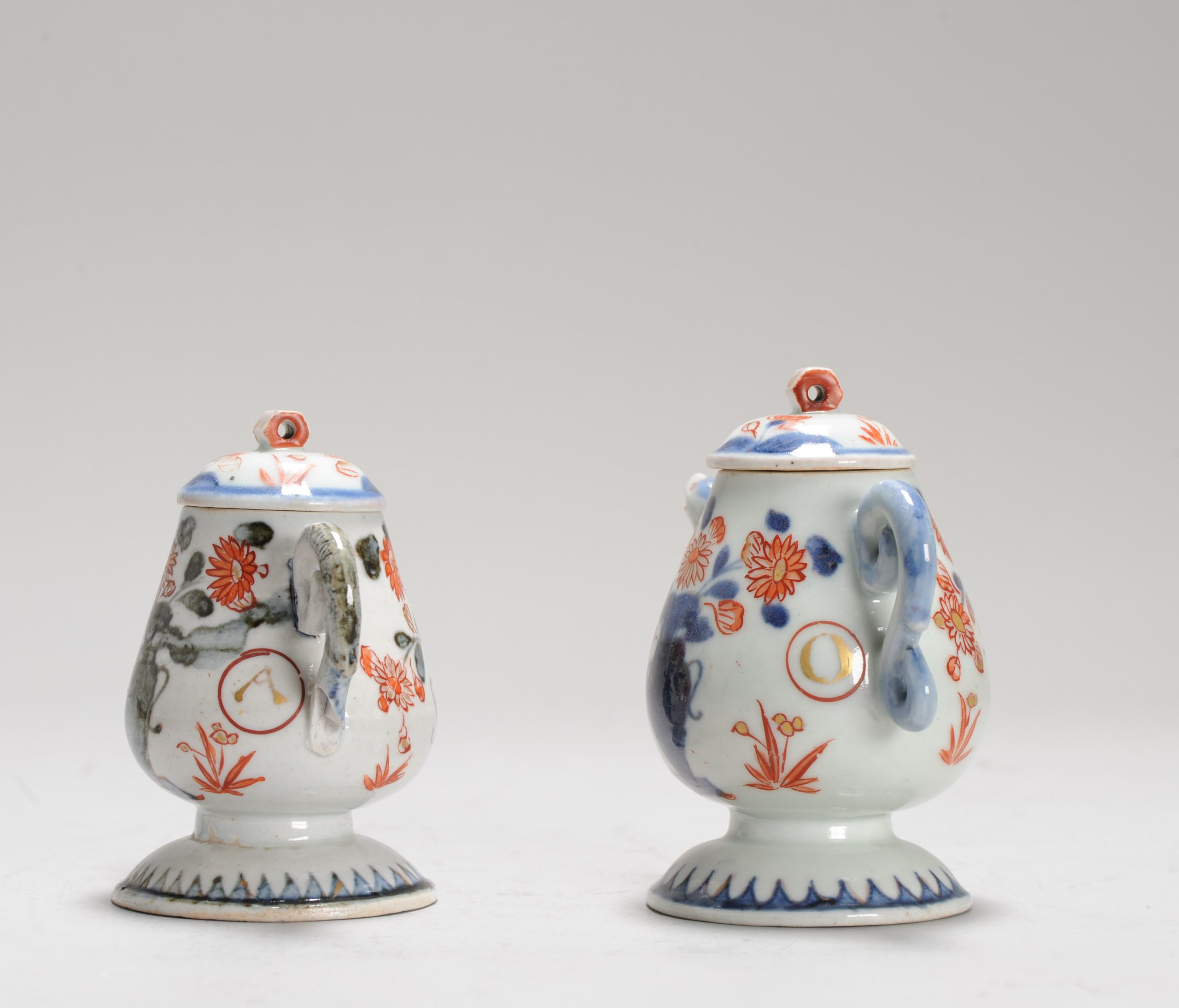 Antique Ca 1700 Set Japanese Imari Porcelain Oil/Vinegar Jug Arita Edo Dragon - Image 12