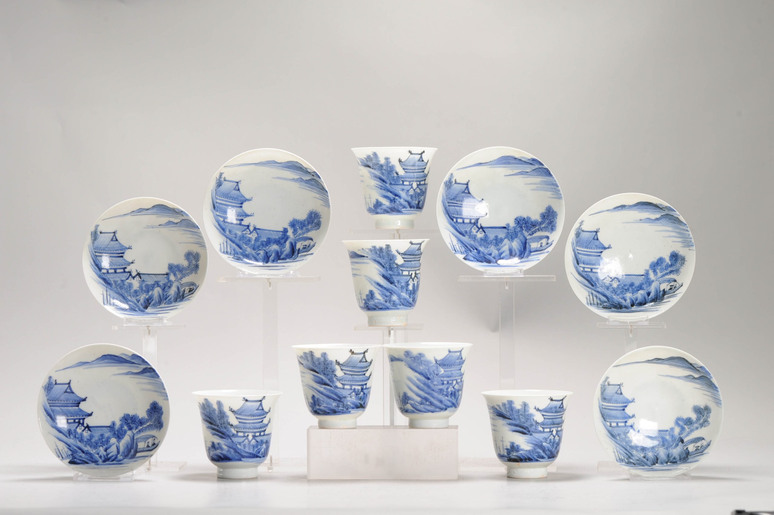 6# Antique Japanese Meiji Period Set Of Cups or Tea Bowls Porcelain Eggshell - Image 13