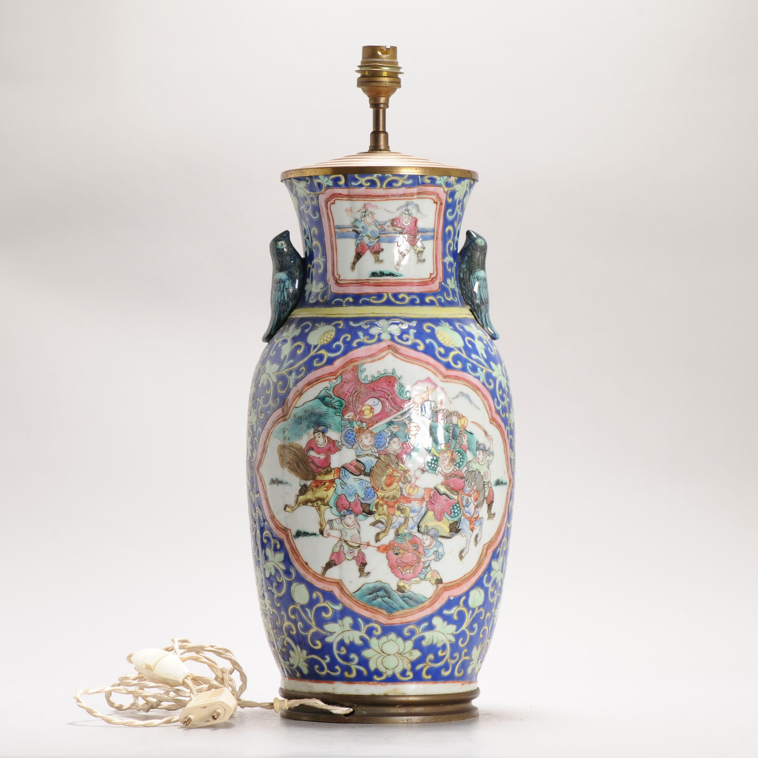 Antique Chinese Vase Late Qing Dynasty Porcelain Made into a Lamp