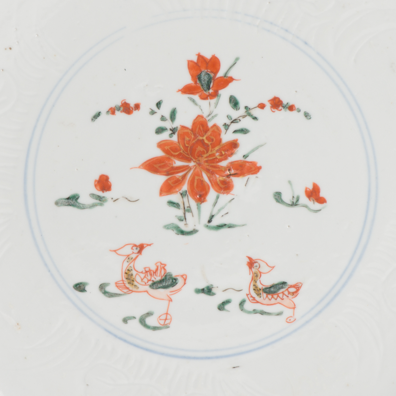 Large Antique Famille Verte Batavian 18th century Chinese Porcelain Plate Dish Ducks - Image 15