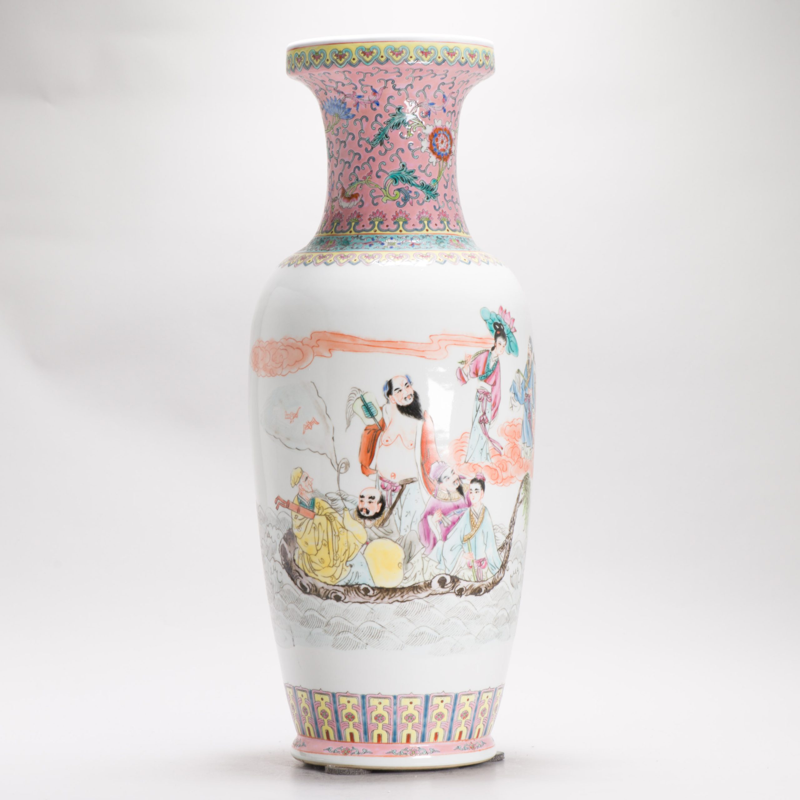 Large 1970’s/80’s Chinese porcelain ProC Vase Immortals Qianlong Mark