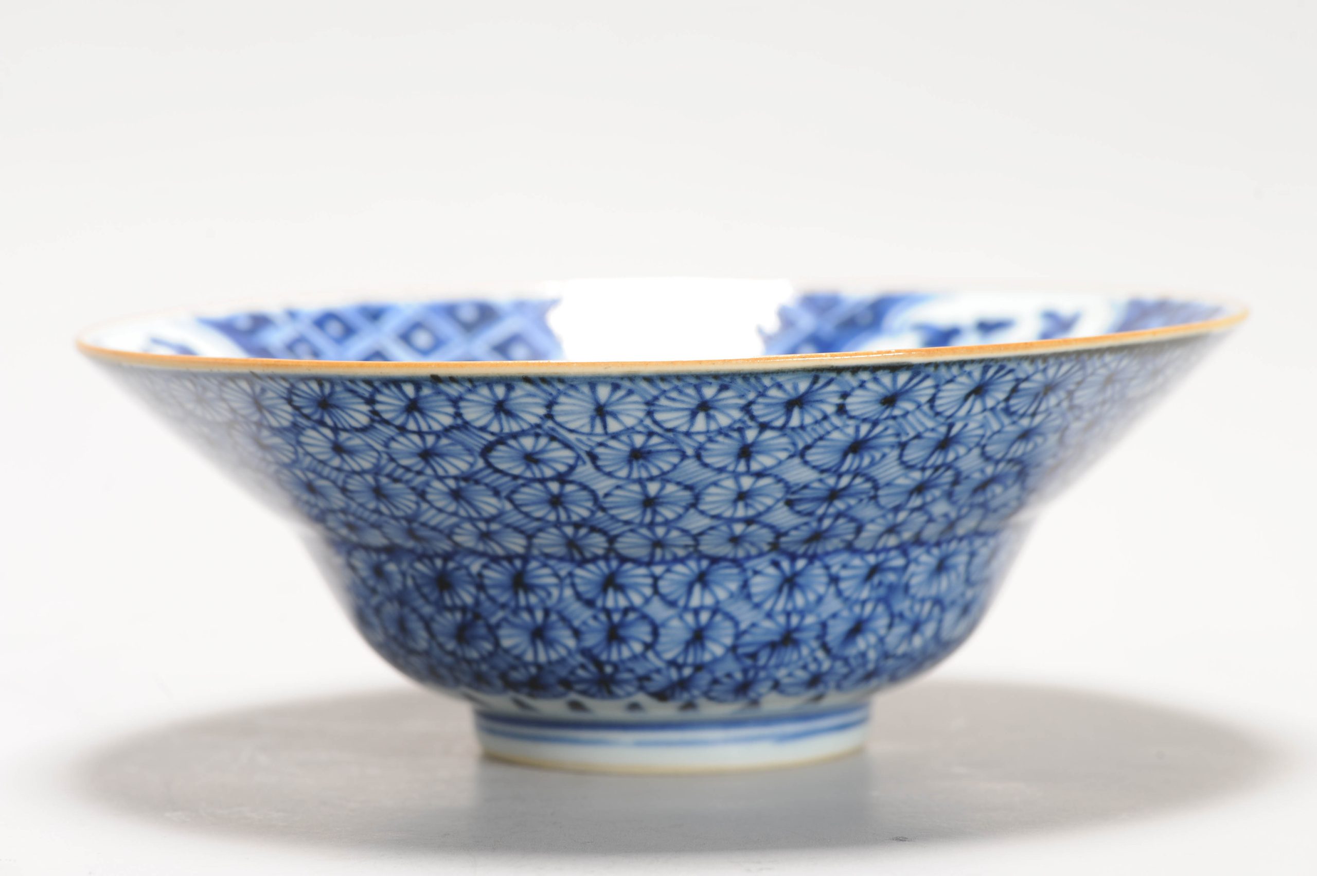 Antique Qing Period Chinese Porcelain Klapmuts Bowl Geometric Design Marked - 图片 11